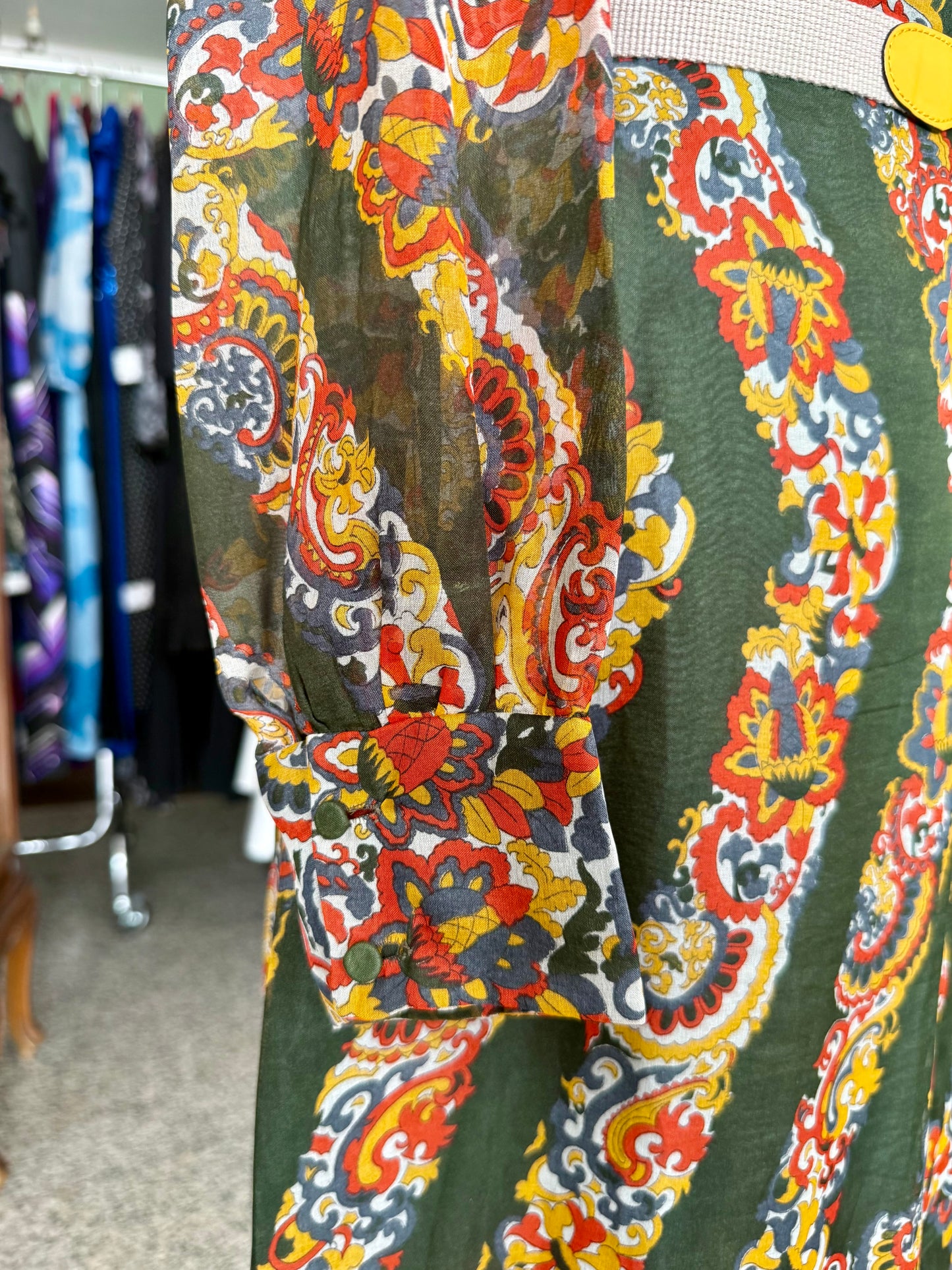 Abito in organza di seta stampata - Inizio anni ’70 - TG. 44