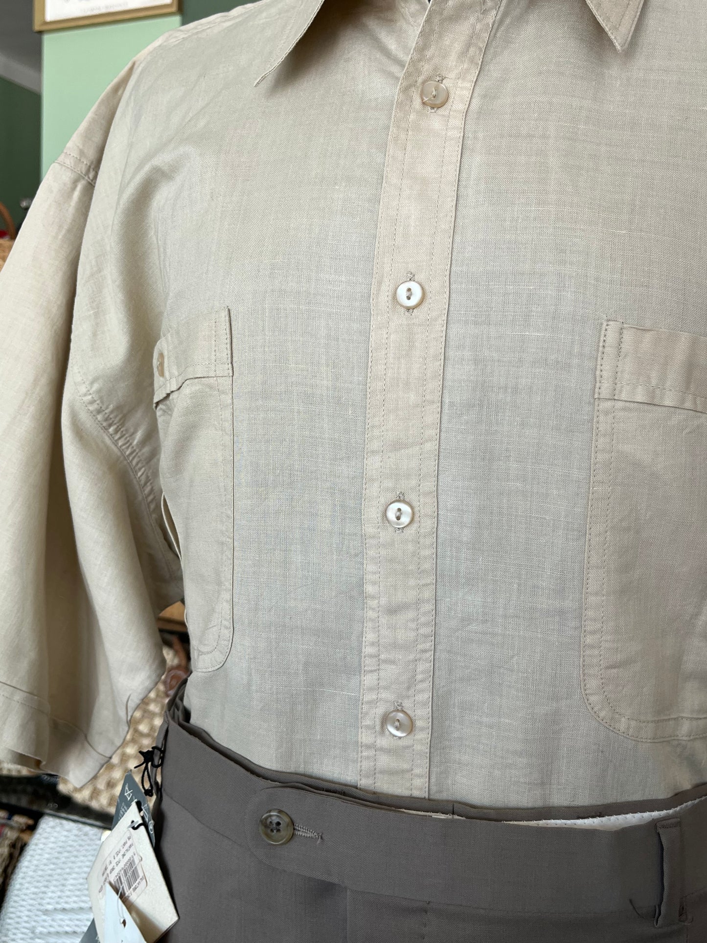 Camicia a maniche corte lino XL-XXL