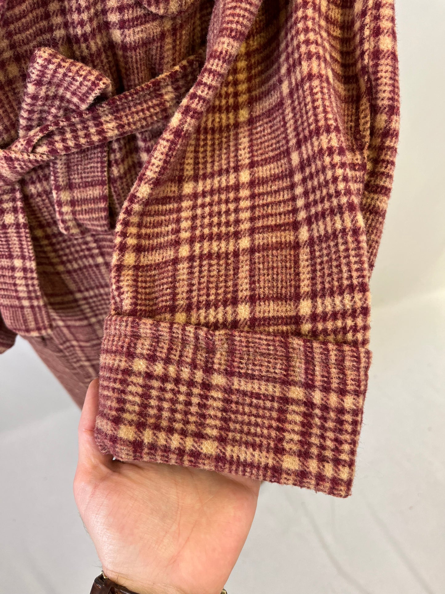 Vestaglia da camera beige a quadri L-XL