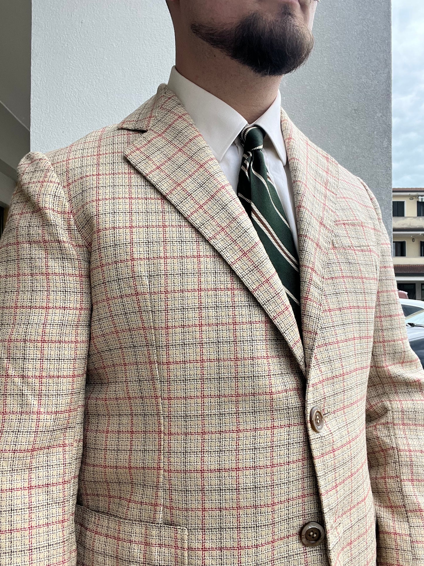 Giacca sartoriale anni ‘70 in lino e lana tg. 48