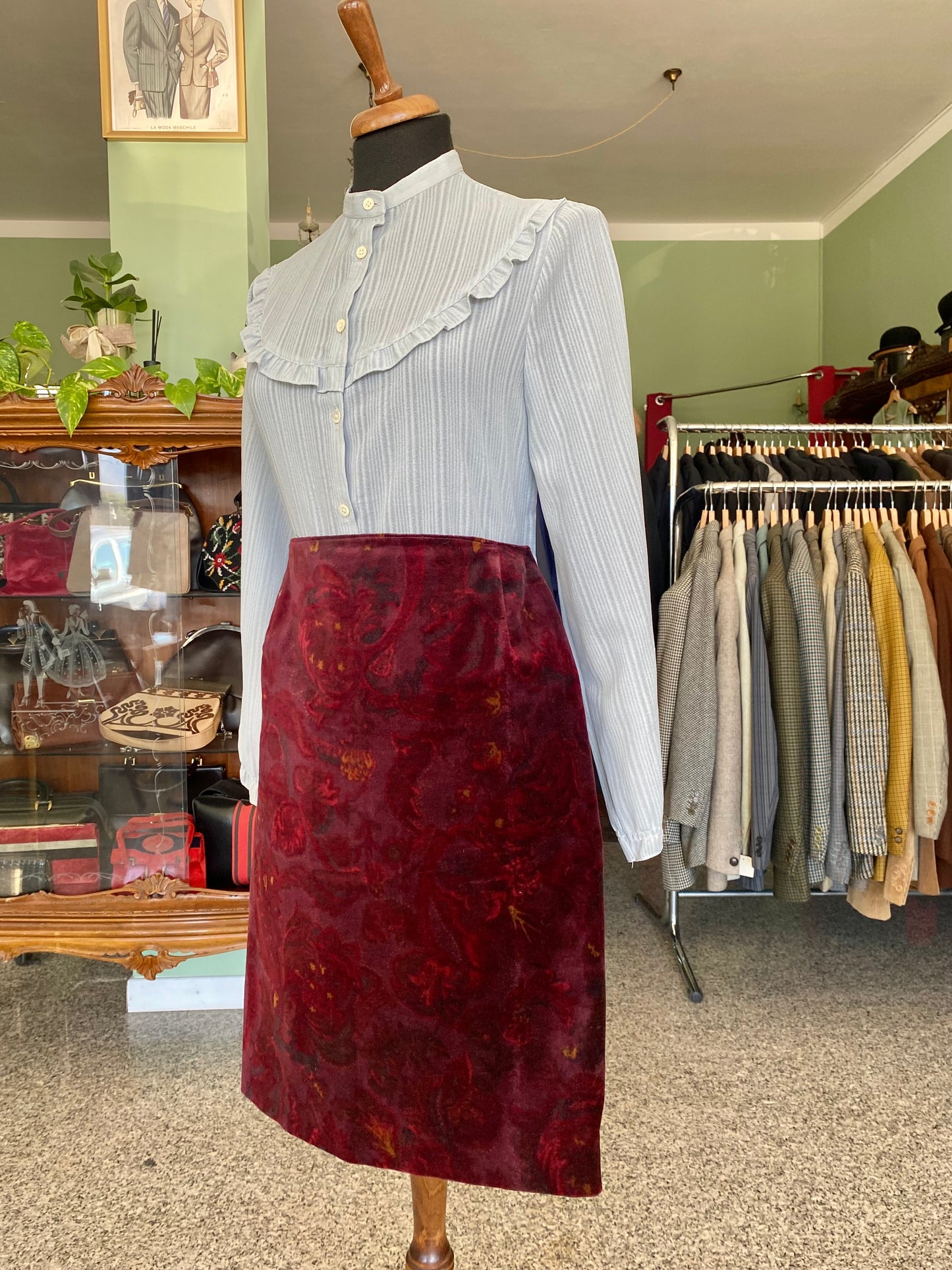 Gonna in velluto borgogna - TG. 44