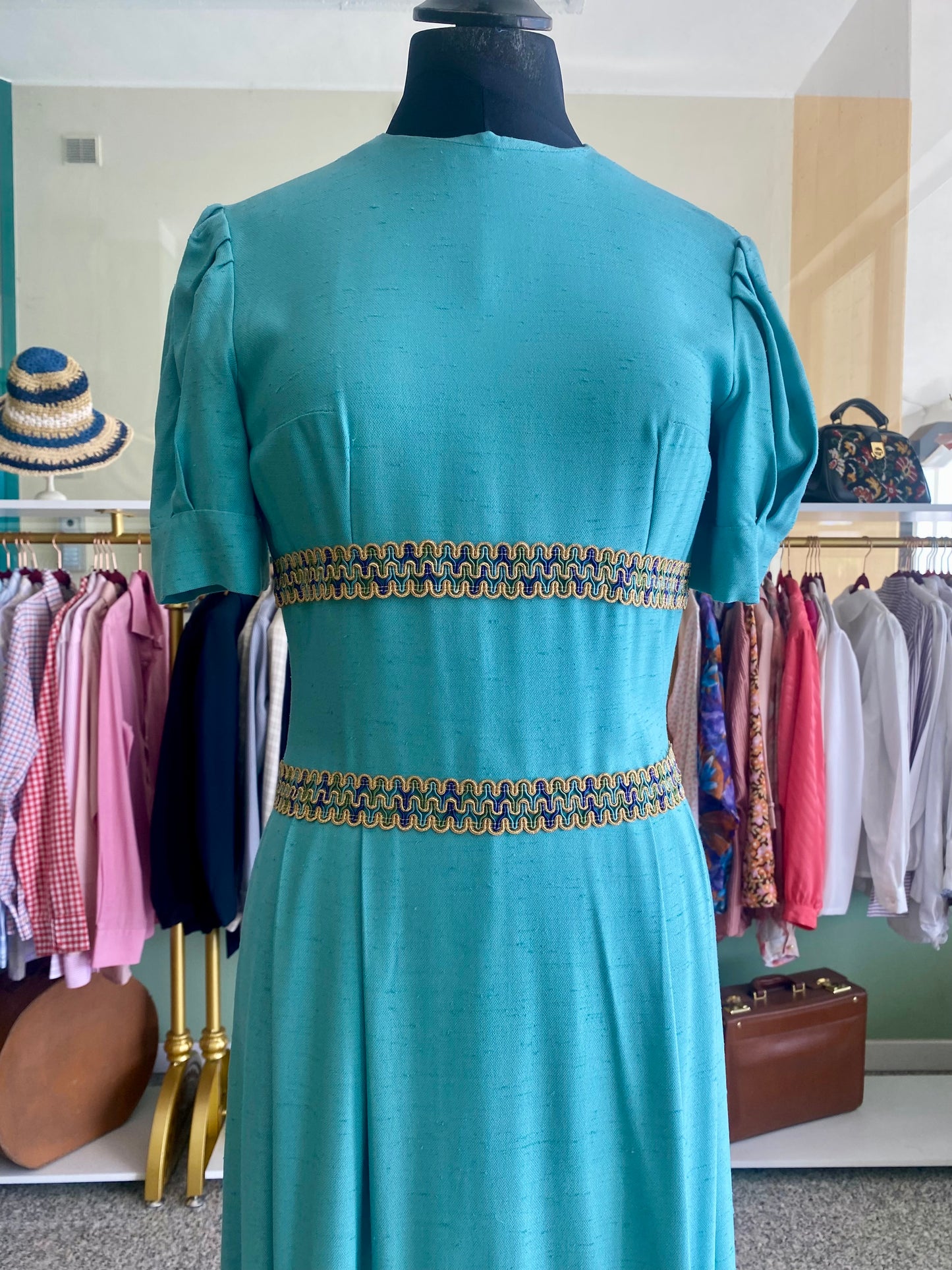 Maxi dress anni ‘70 turchese - TG. 40