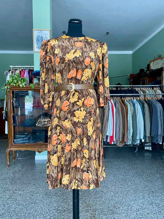 Abito in seta sartoriale con stampa pittorica - TG. 44 circa