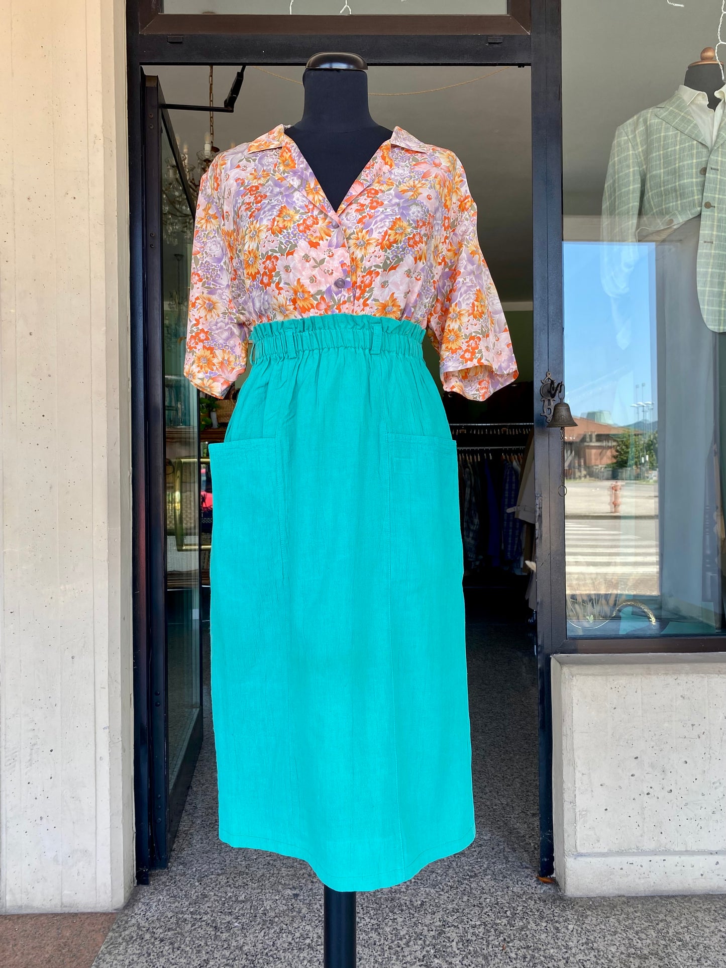 Gonna Capri in cotone Verde Acqua - TG. 38/40