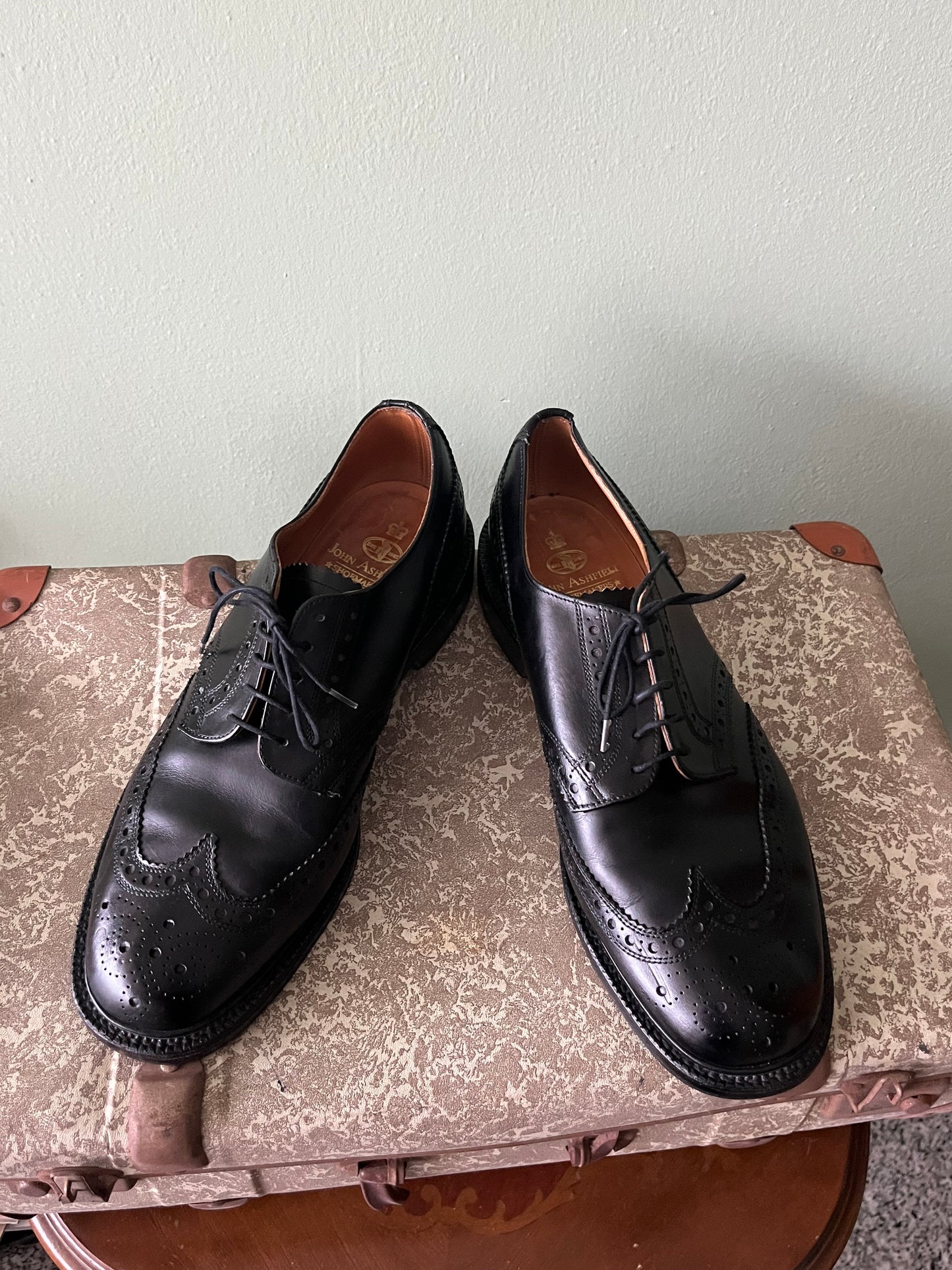 Scarpe derby brogue pelle nera tg. 45-46