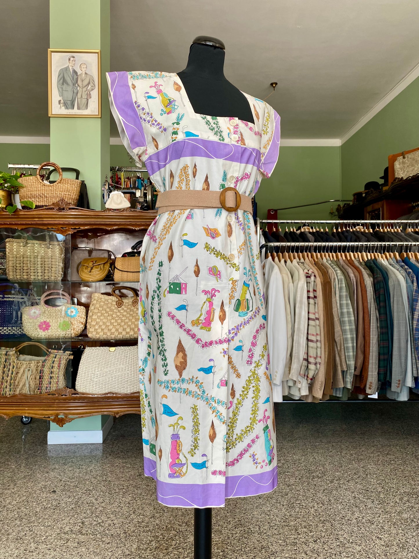 Abito sartoriale anni '60 con tessuto originale Emilio Pucci - TG. 46/48