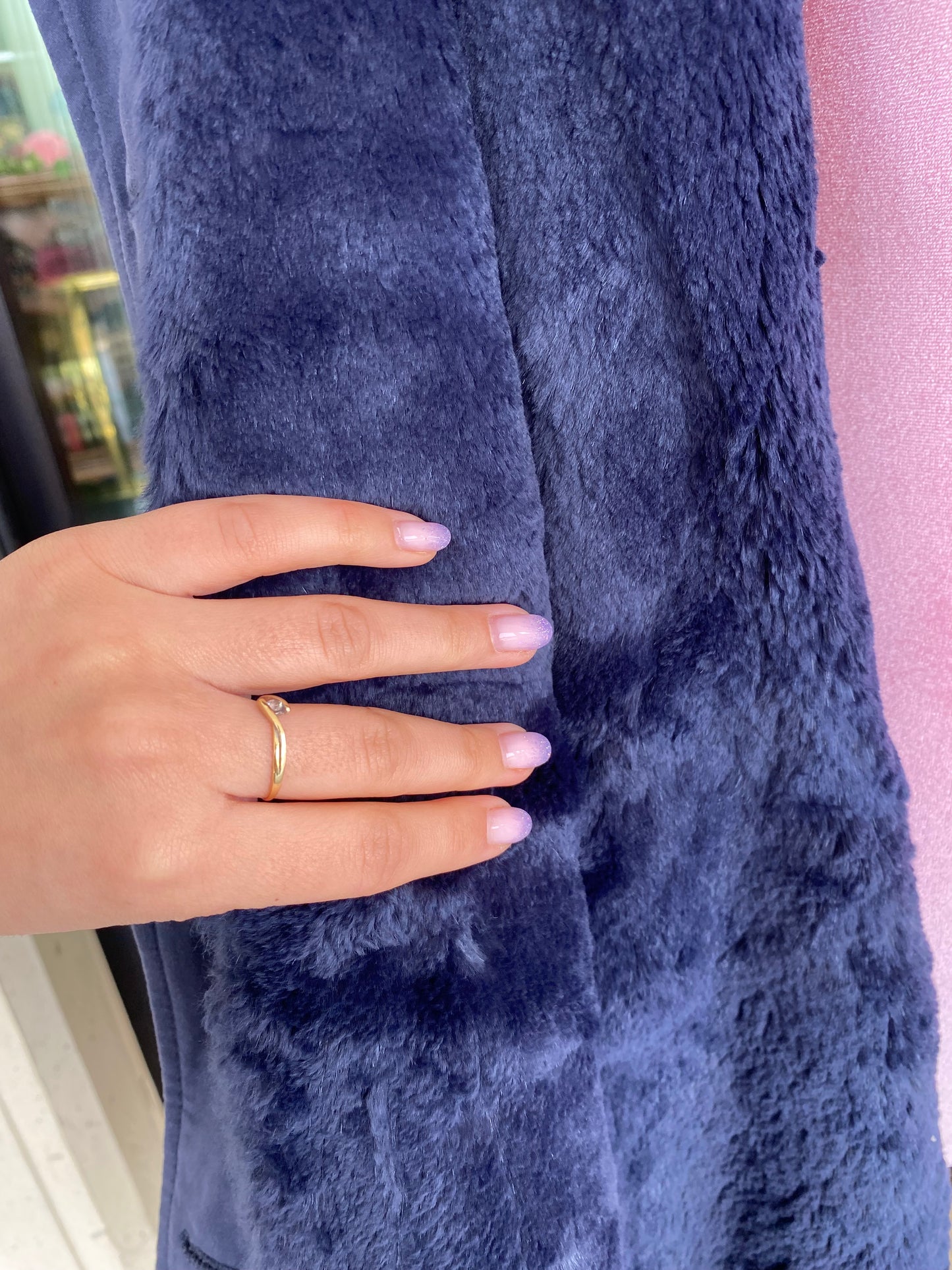 Trench blu con fodera in eco pelliccia - Per Roberta
