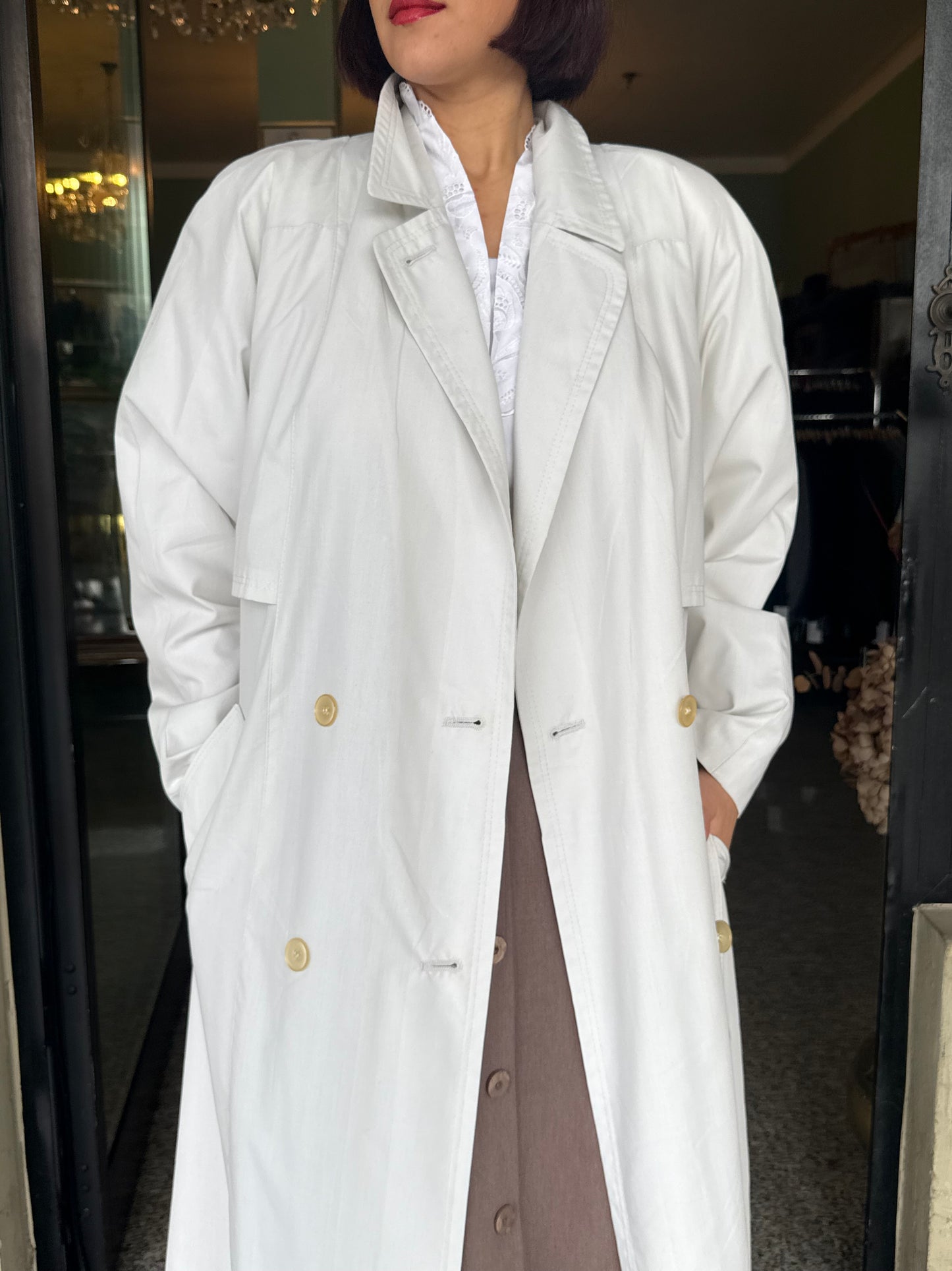 Trench classico colore bianco ghiaccio con cintura - TG. 42 - 48