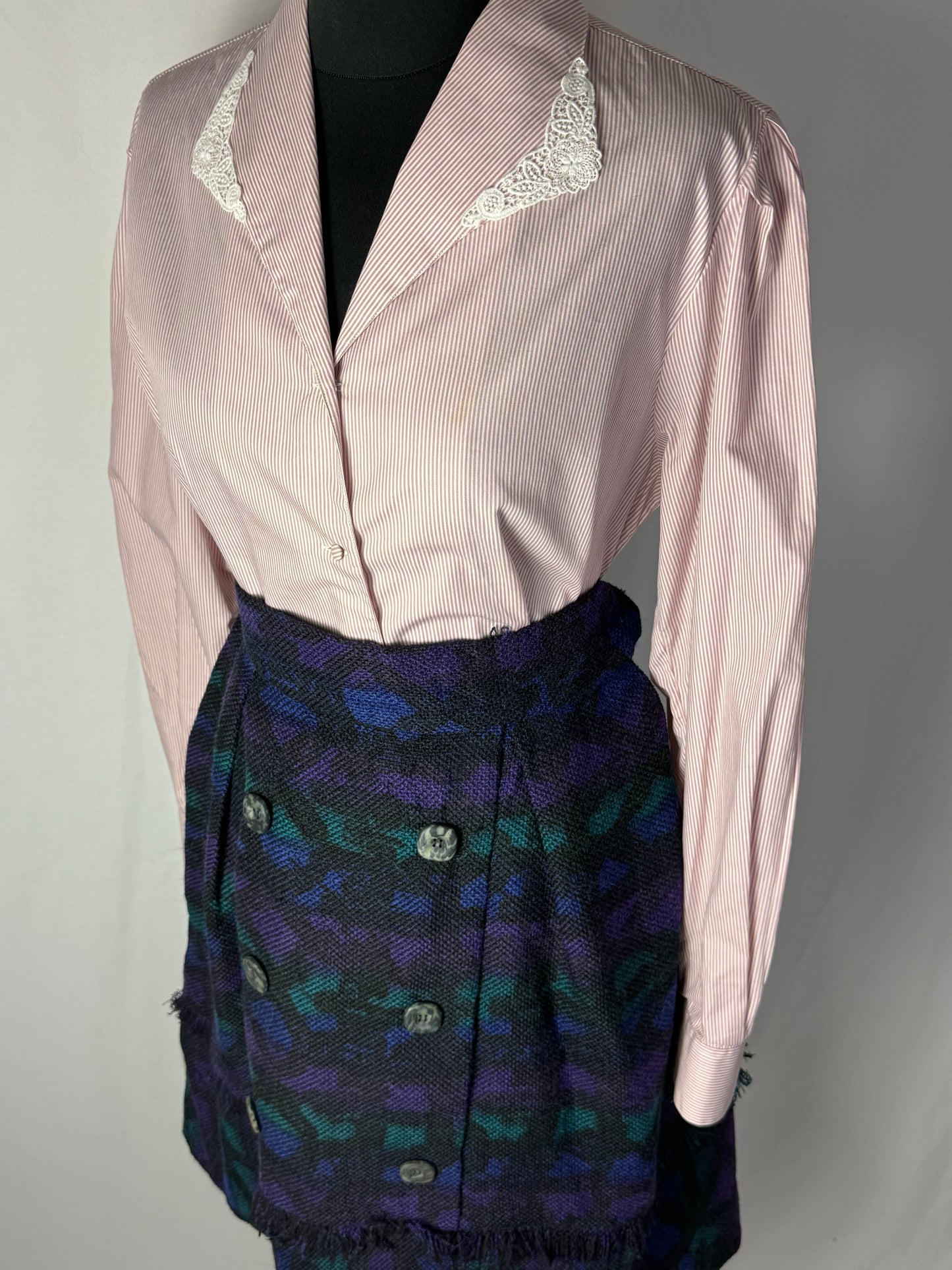 Camicia in cotone con colletto in pizzo - TG. 44 circa