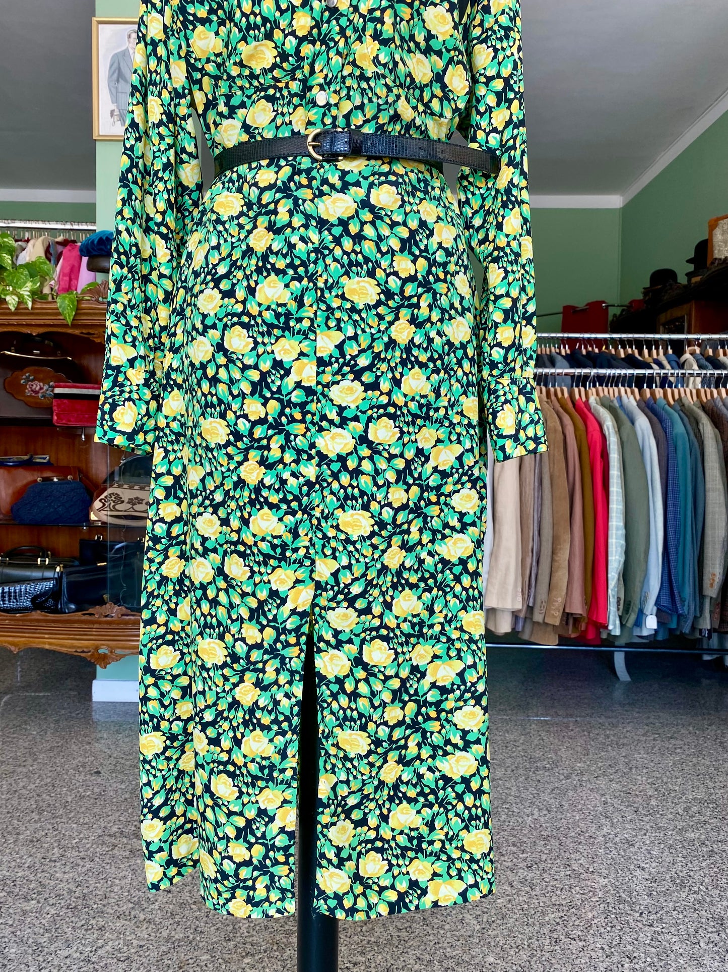 Abito in pura seta fiori gialli - TG. 46 circa