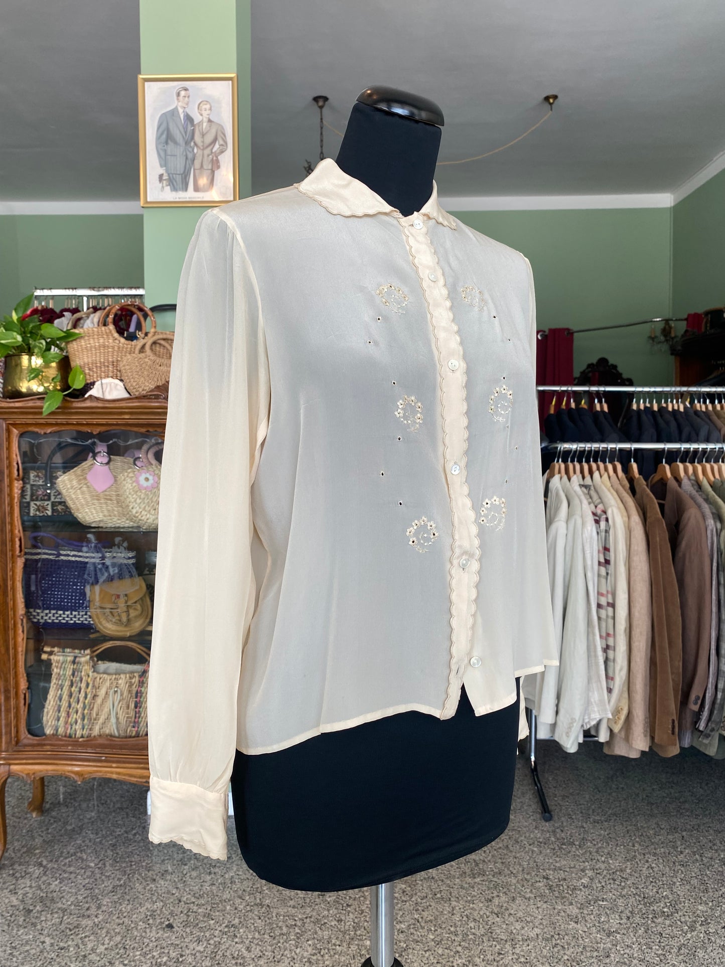 Camicia sartoriale in seta anni ‘50 - TG. 40
