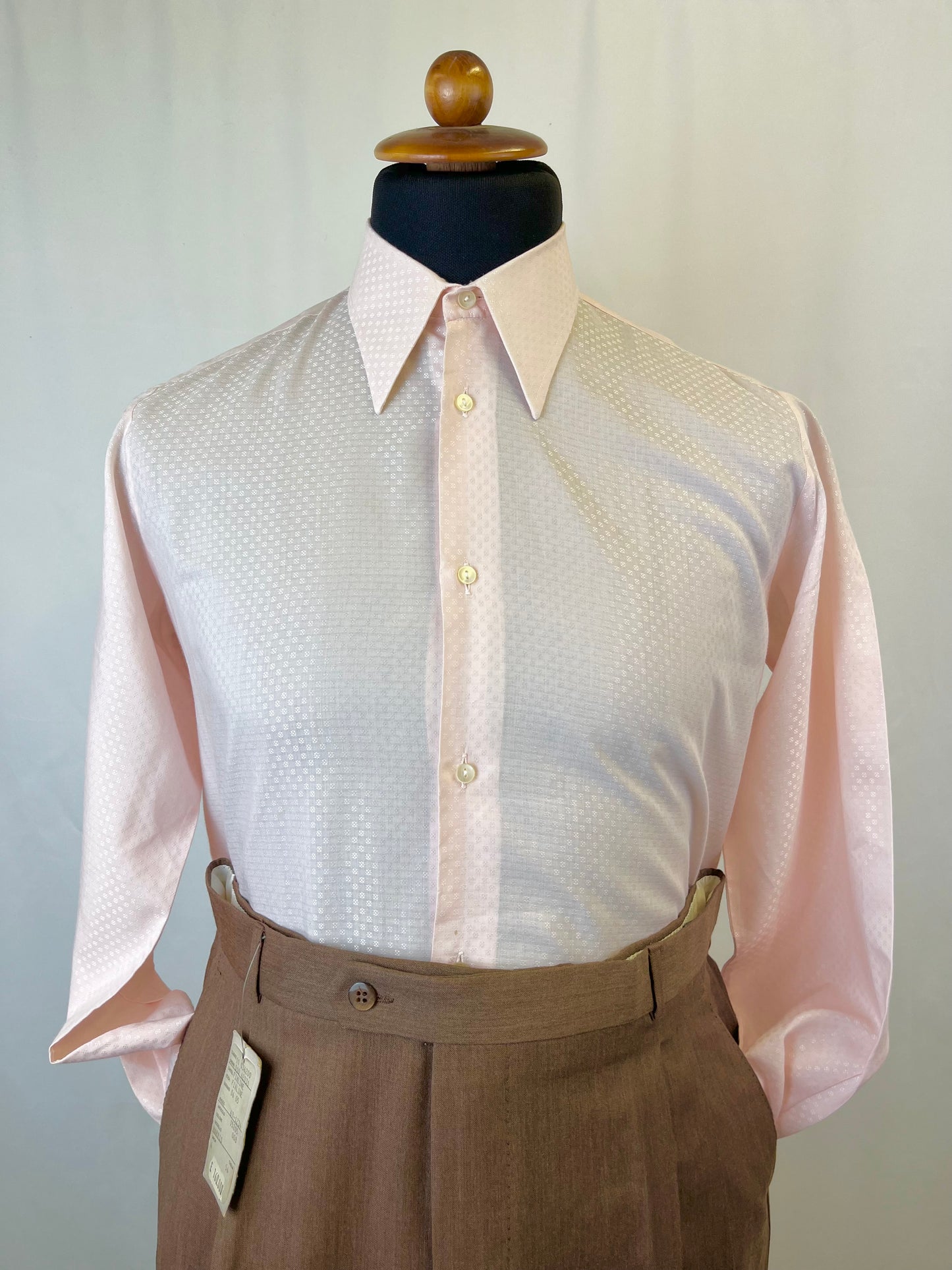 Camicia anni ‘70 rosa microfantasia tg. S-M
