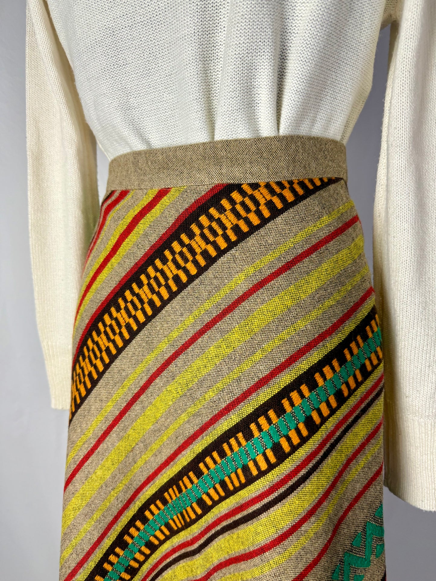 Gonna anni ’70 in lana etnica multicolore - TG. 40