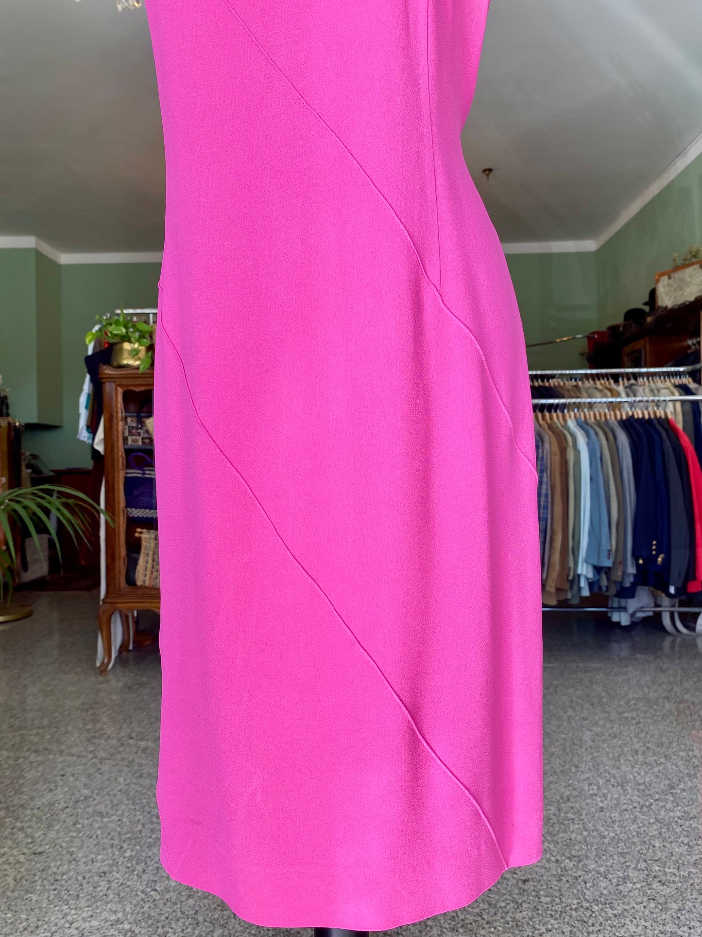 Tubino anni ‘90 fucsia in crepe di seta - TG. 42/44