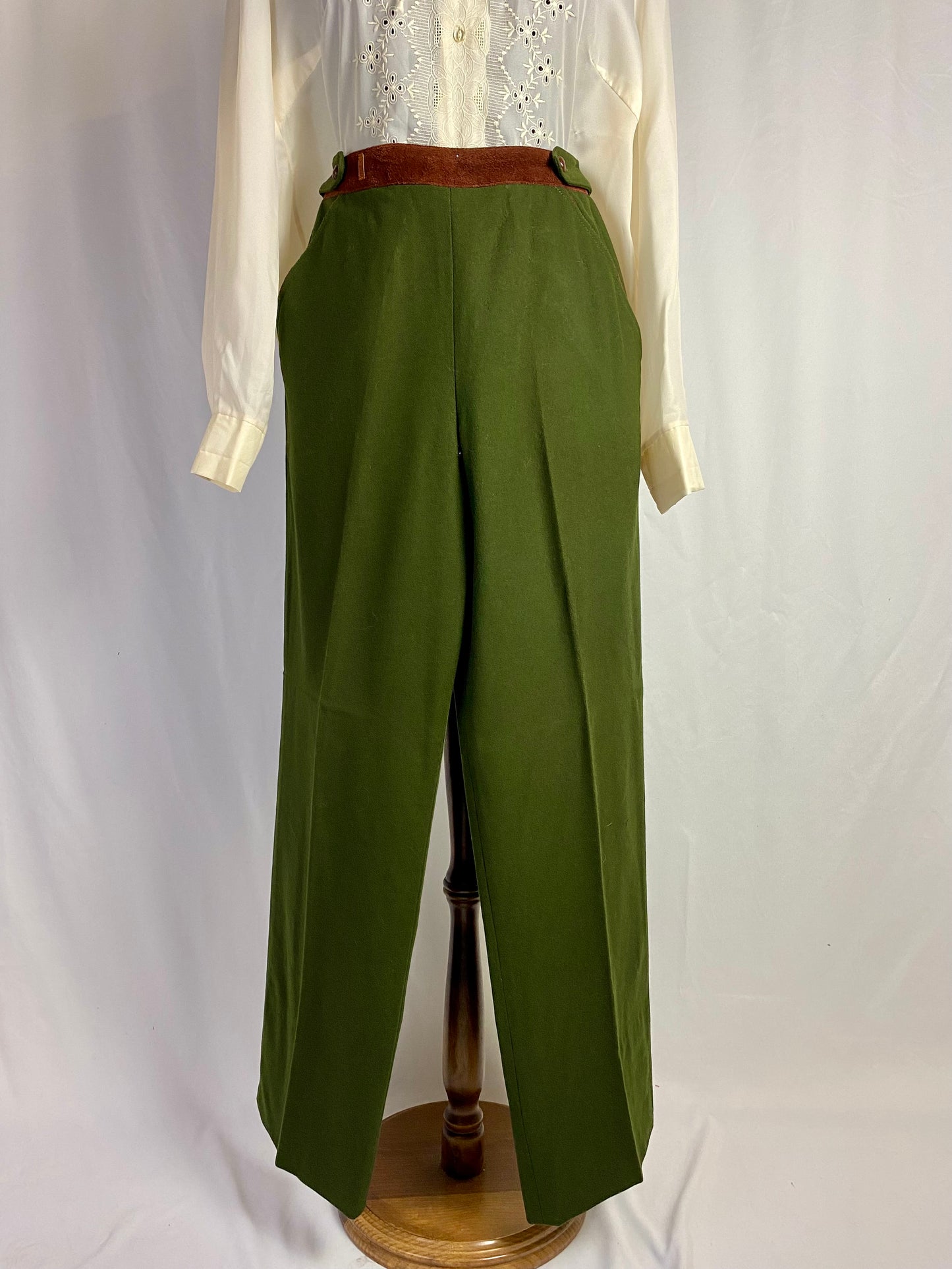 Pantaloni in lana verde bosco - TG. 40