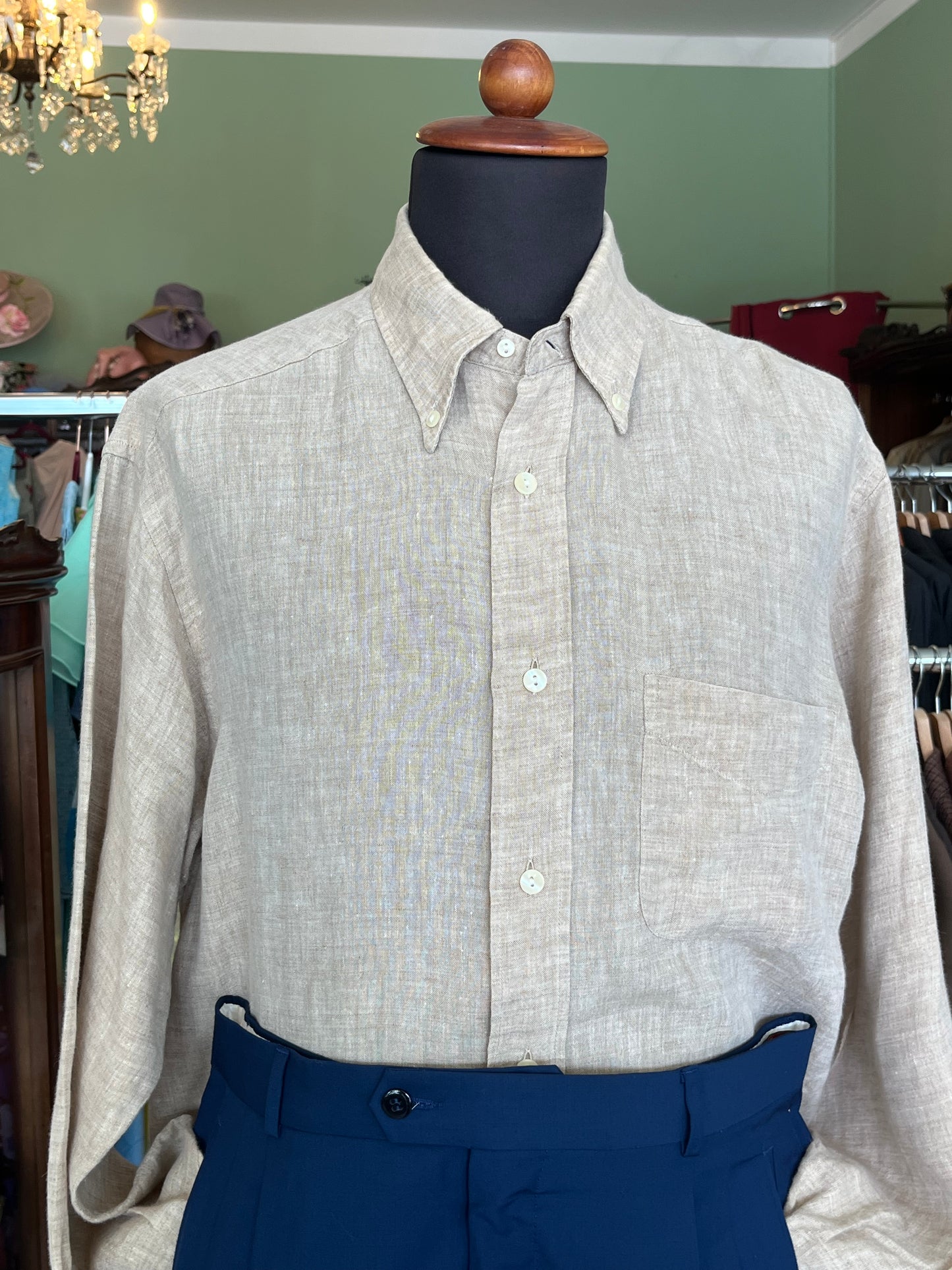 Camicia puro lino button-down tg. M-L