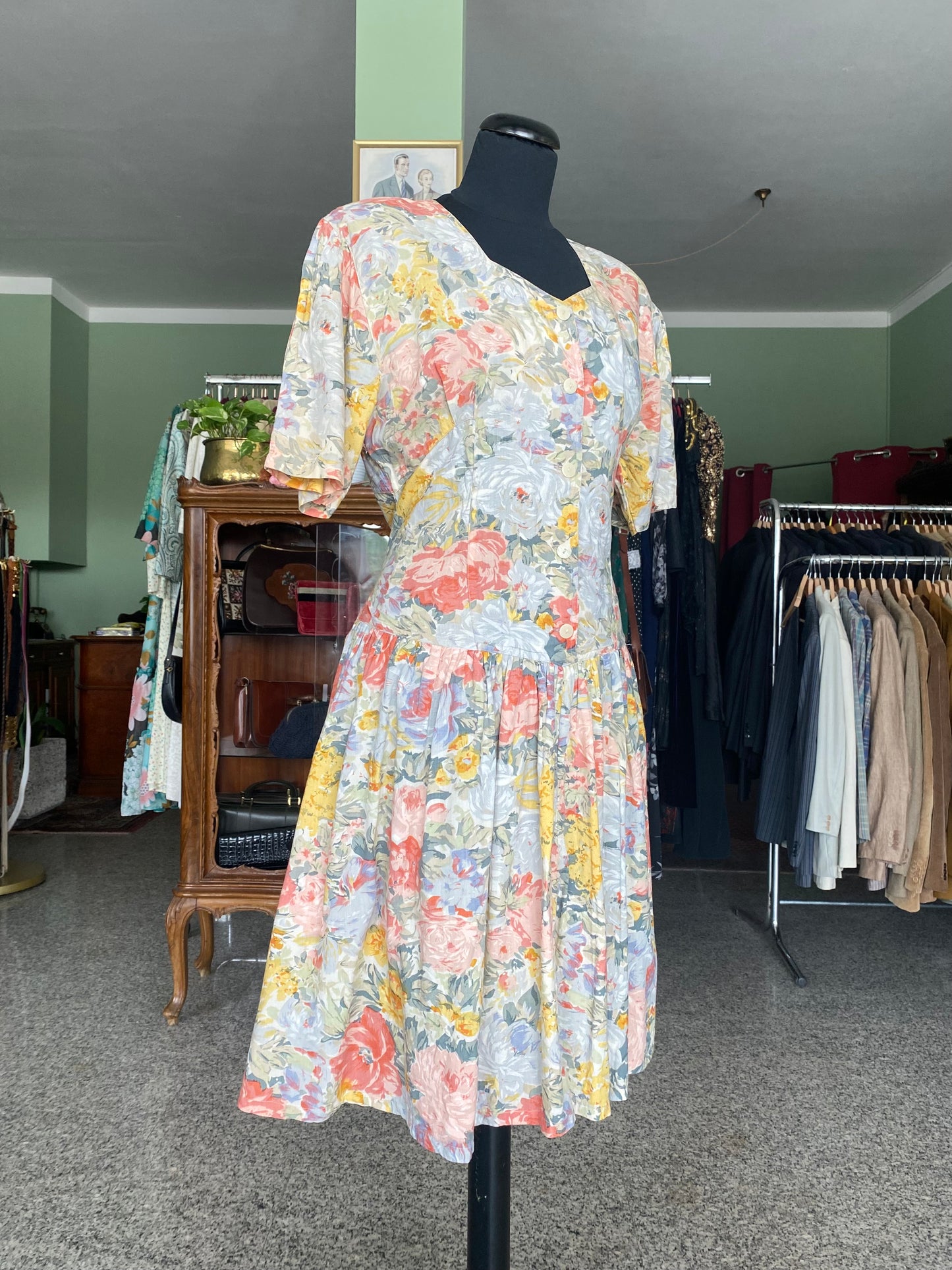 Abito anni ‘80 romantico in cotone - TG. 44 circa