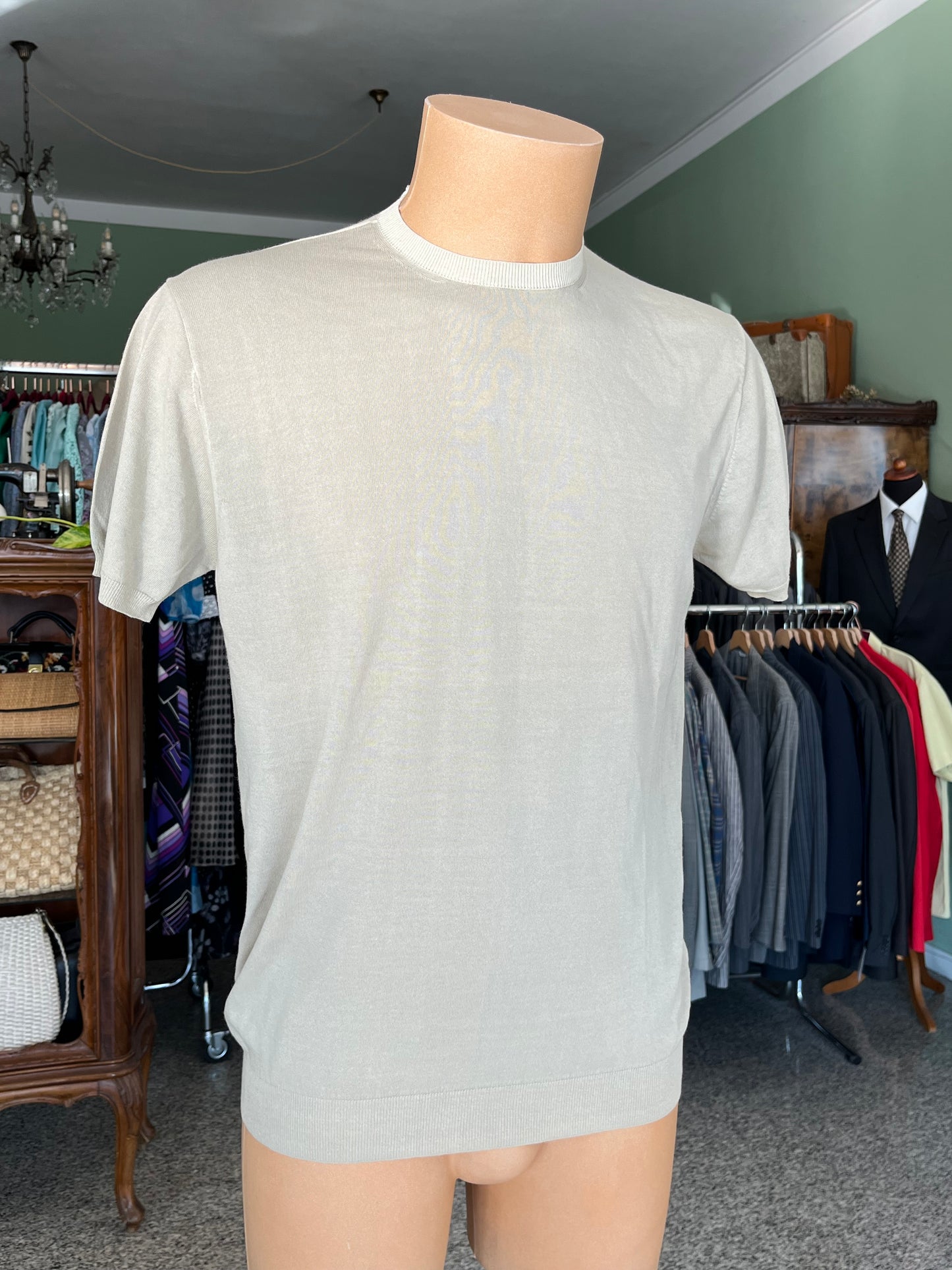 T-shirt a maniche corte cotone/lino tg. 50