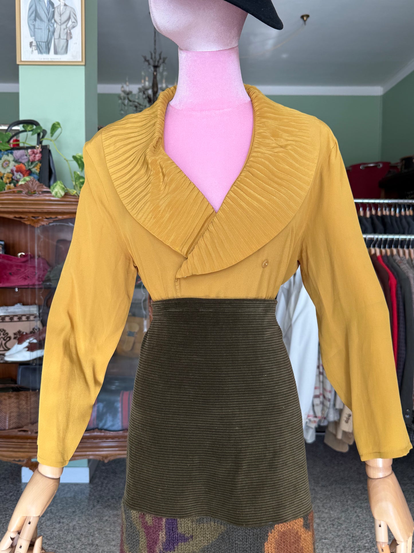 Camicia in pura seta color senape - TG. 44