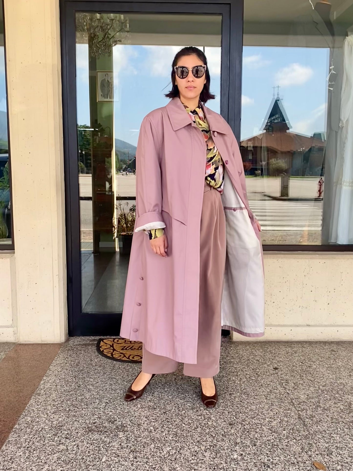 Trench anni ‘80 rosa antico - TG. Curvy (48/50/52)