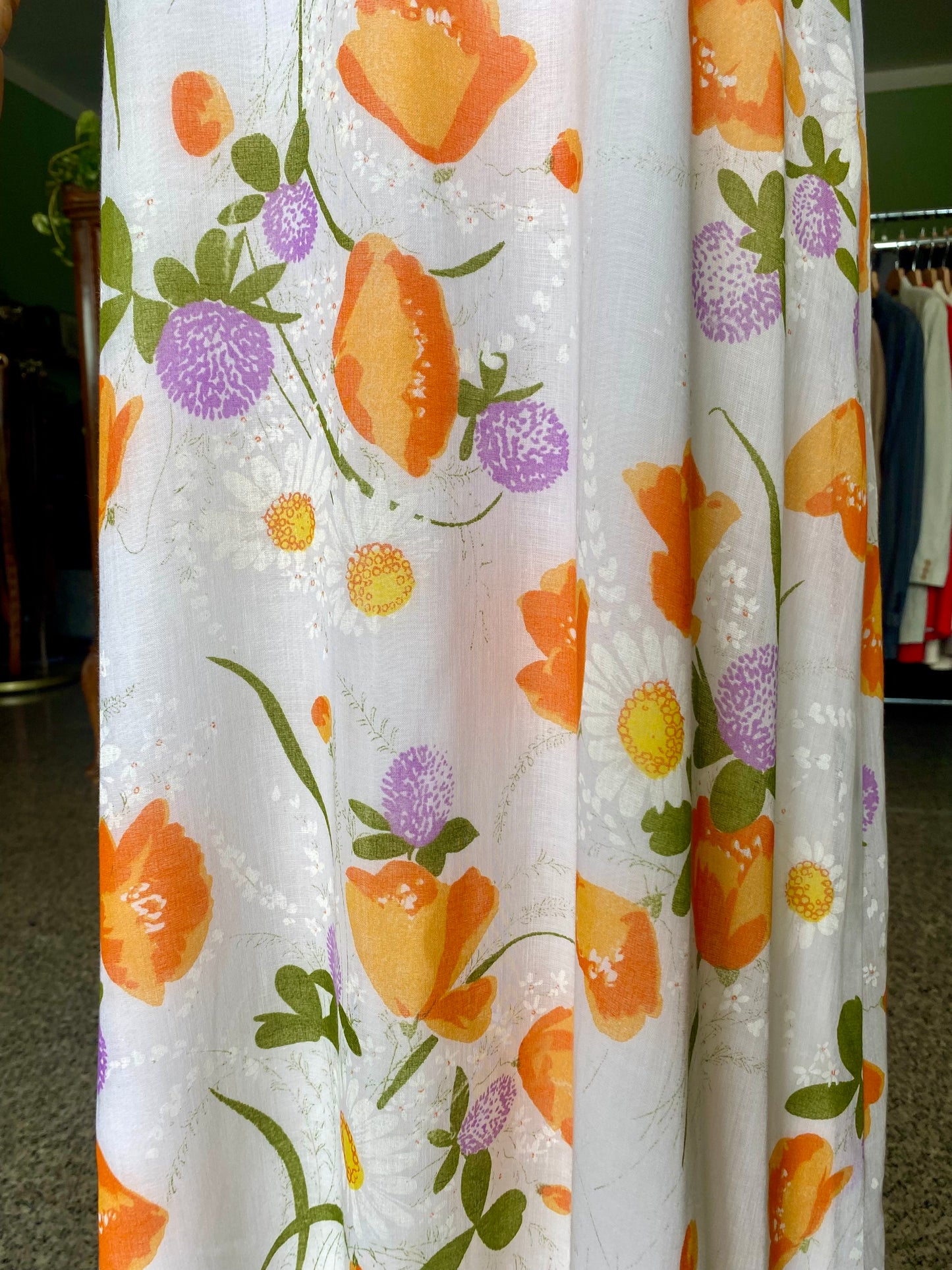 Fiori d’arancio – Maxi dress anni '70 dal sapore rinascimentale - TG. 42 circa
