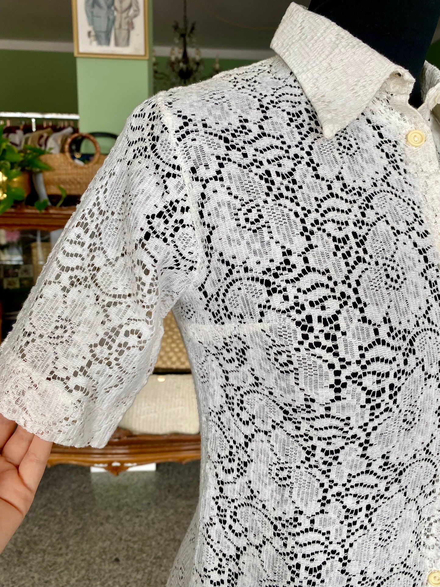 Camicia anni ‘70 in pizzo - TG. 38
