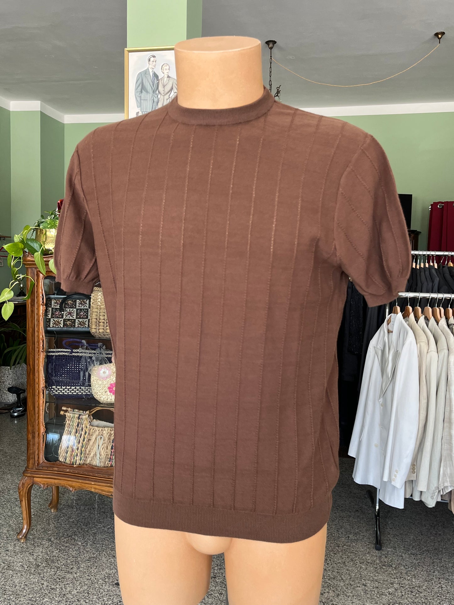T-shirt a maniche corte cotone/lino tg. 50