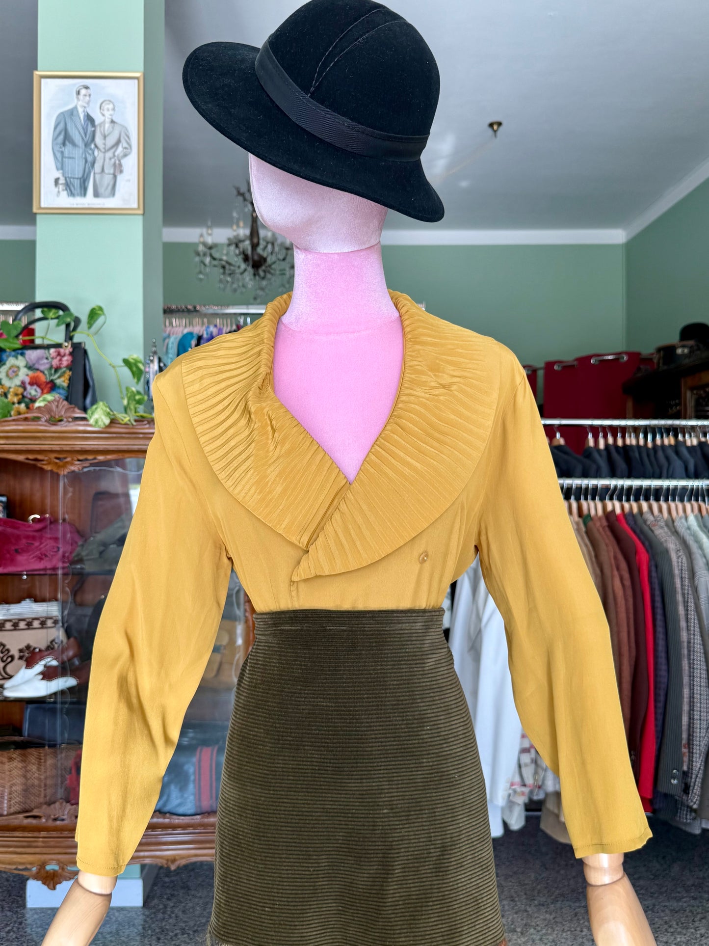 Camicia in pura seta color senape - TG. 44