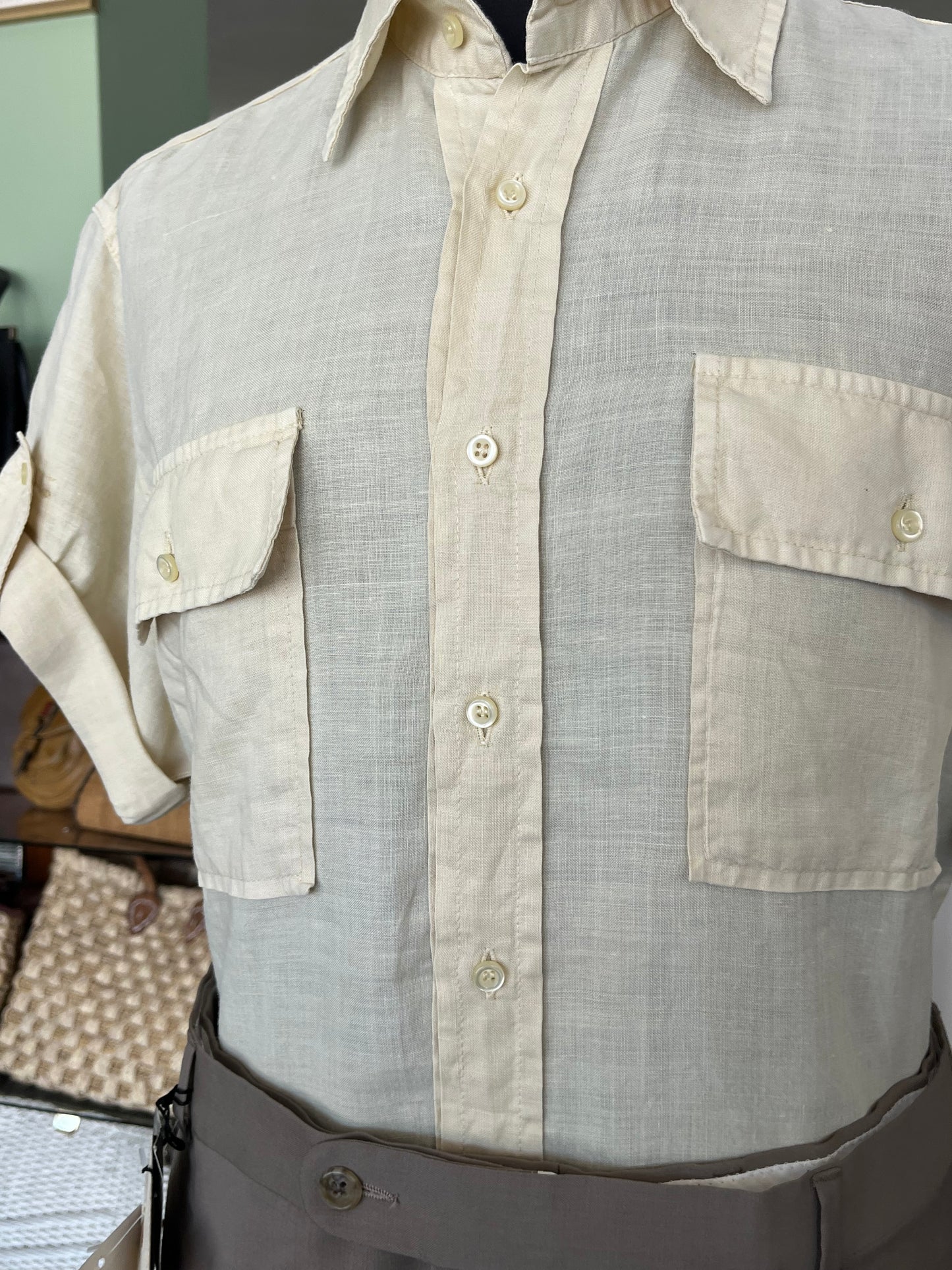 Camicia a maniche corte lino S-M