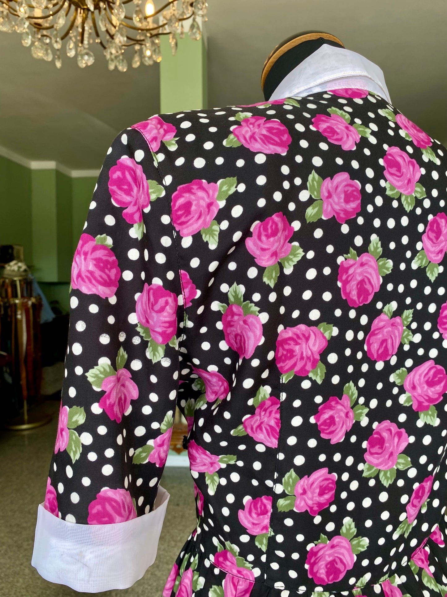 Abito anni '80 a pois e rose fucsia - TG. 40/42