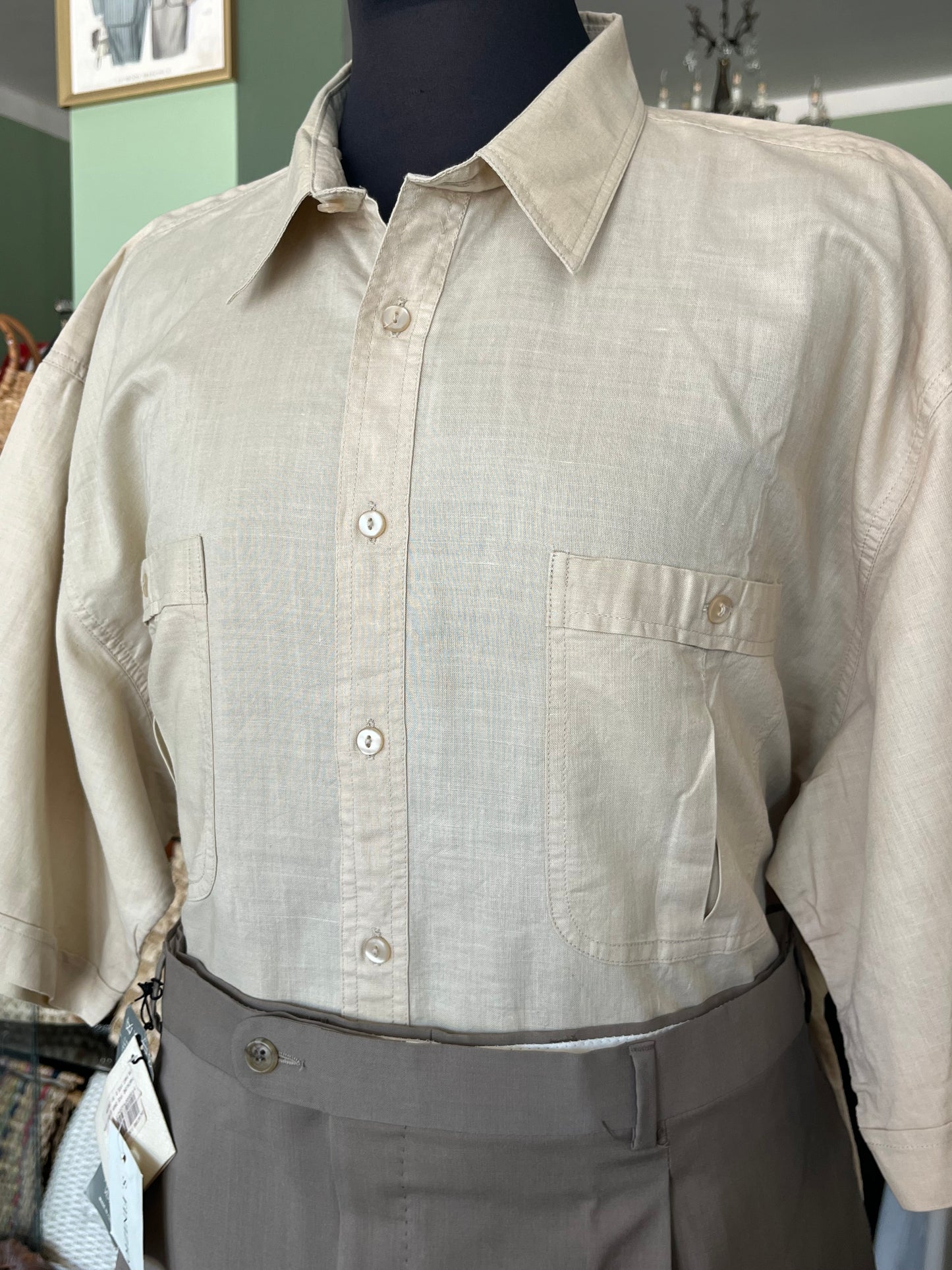Camicia a maniche corte lino XL-XXL