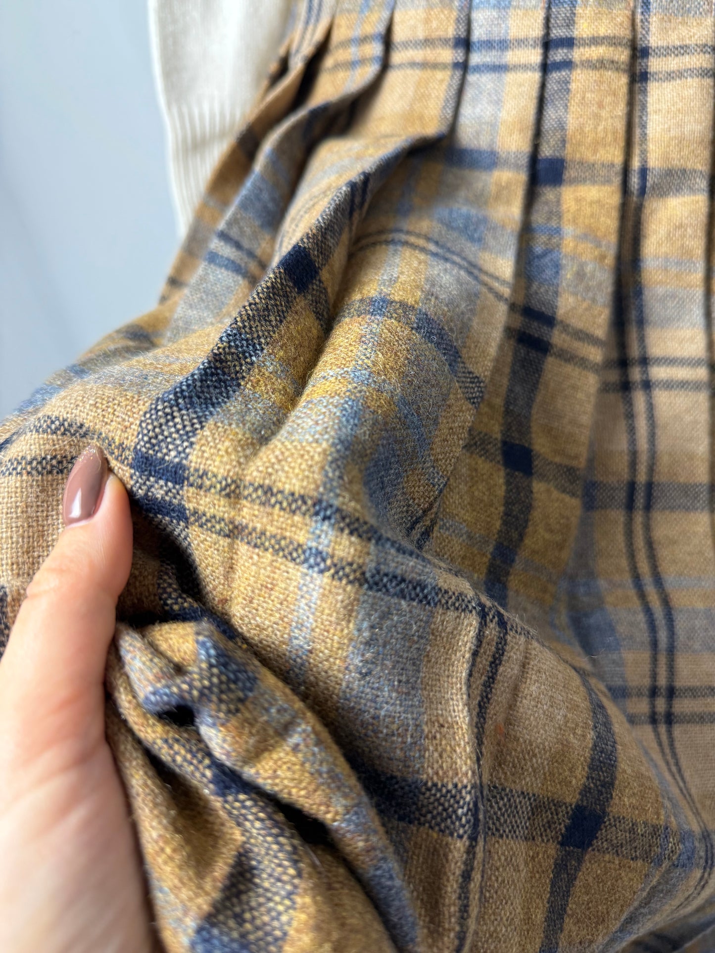 Gonna in lana tartan color miele e blu- TG. 40