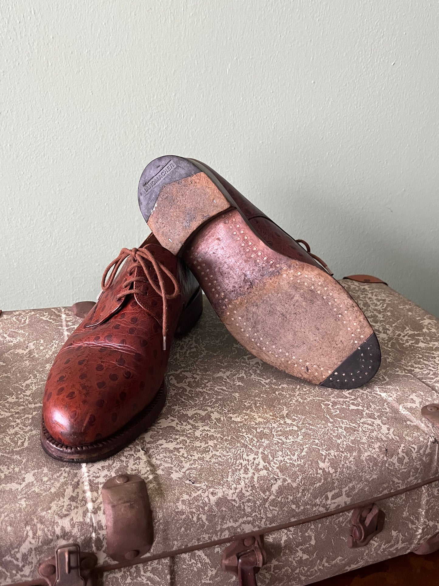 Scarpe anni ‘80 derby pelle simil-struzzo tg. 40