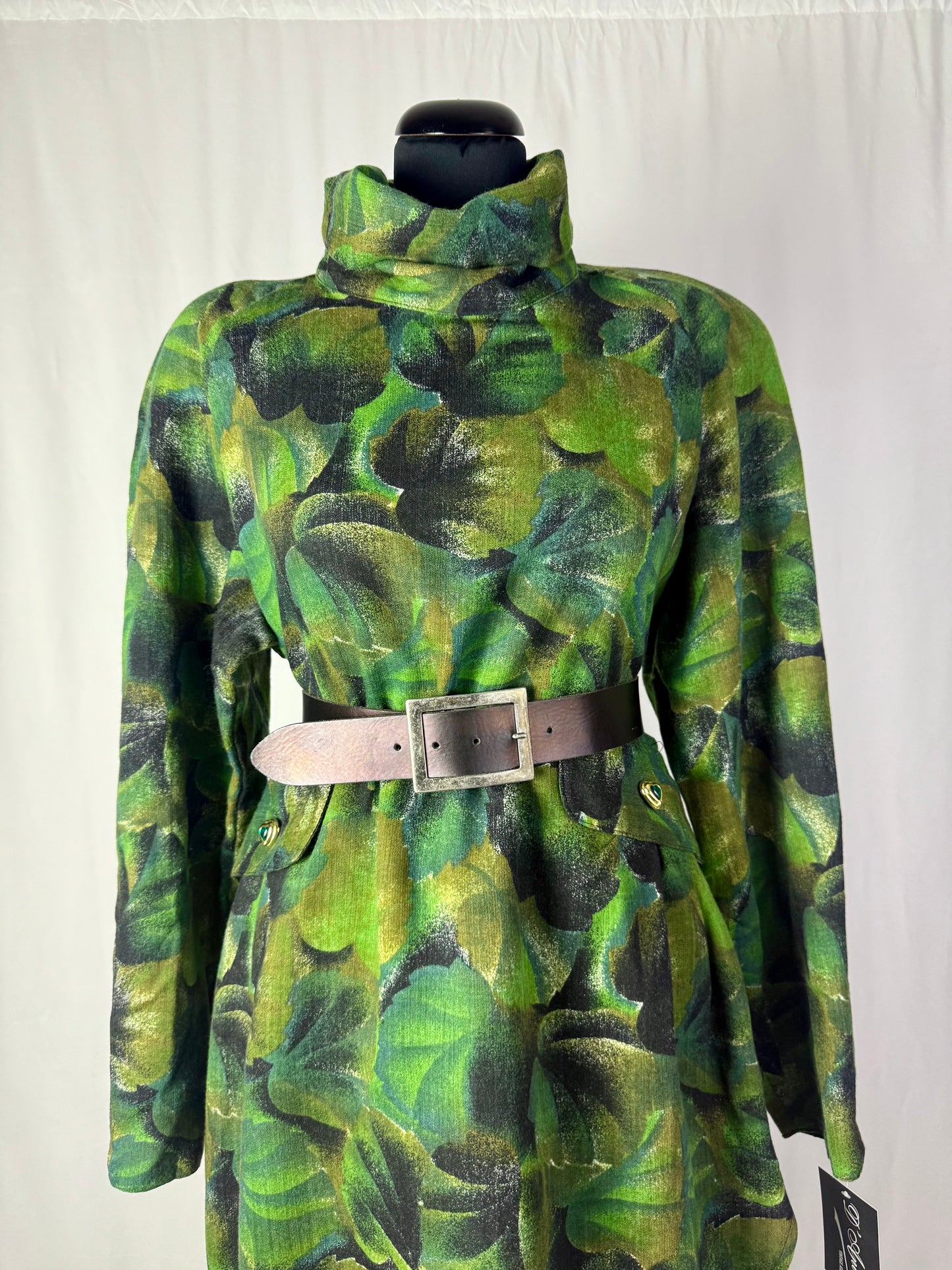 Abito in pura lana con stampa foglie - TG. 48/50