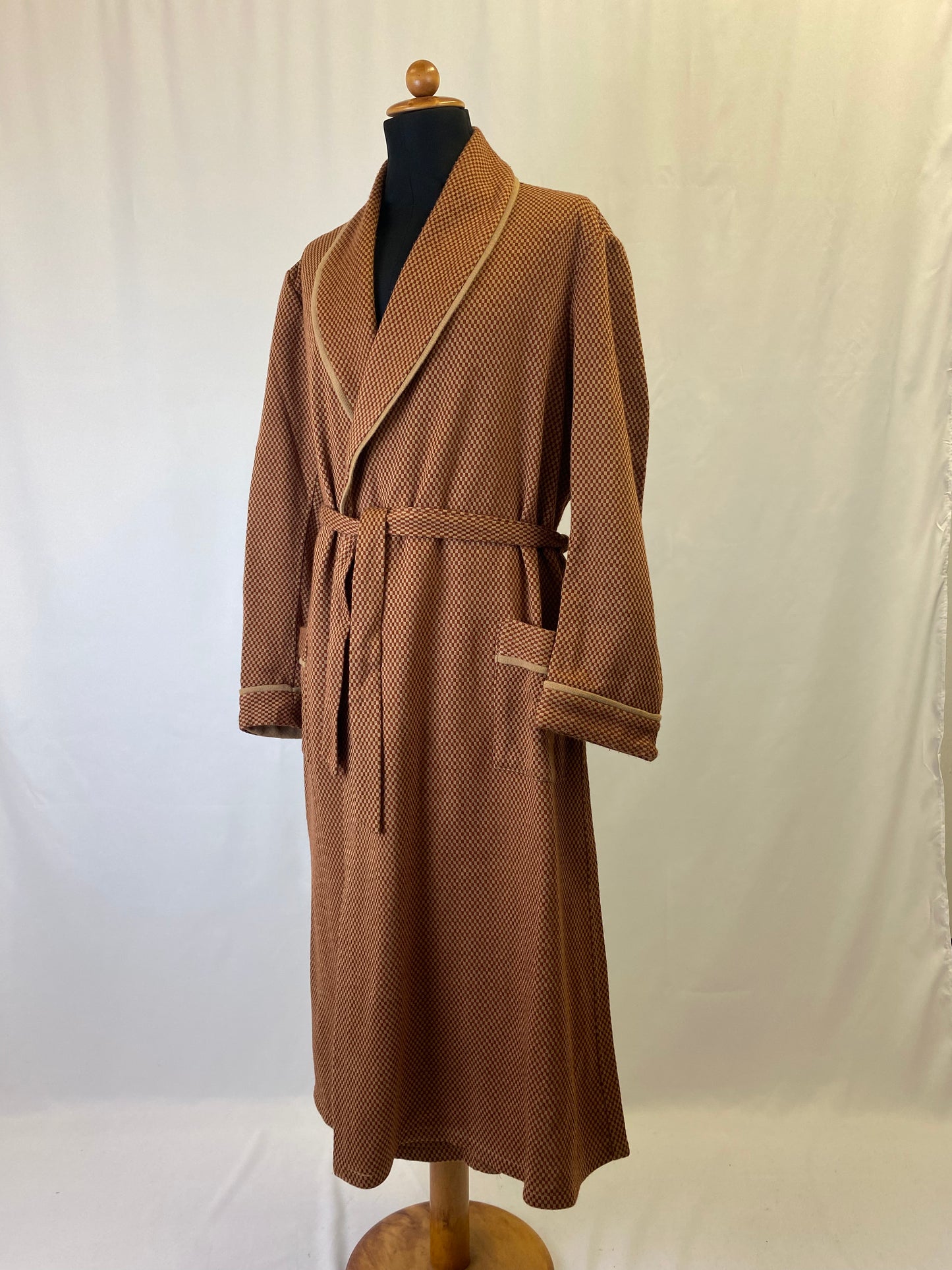 Vestaglia da camera beige a quadri M-L