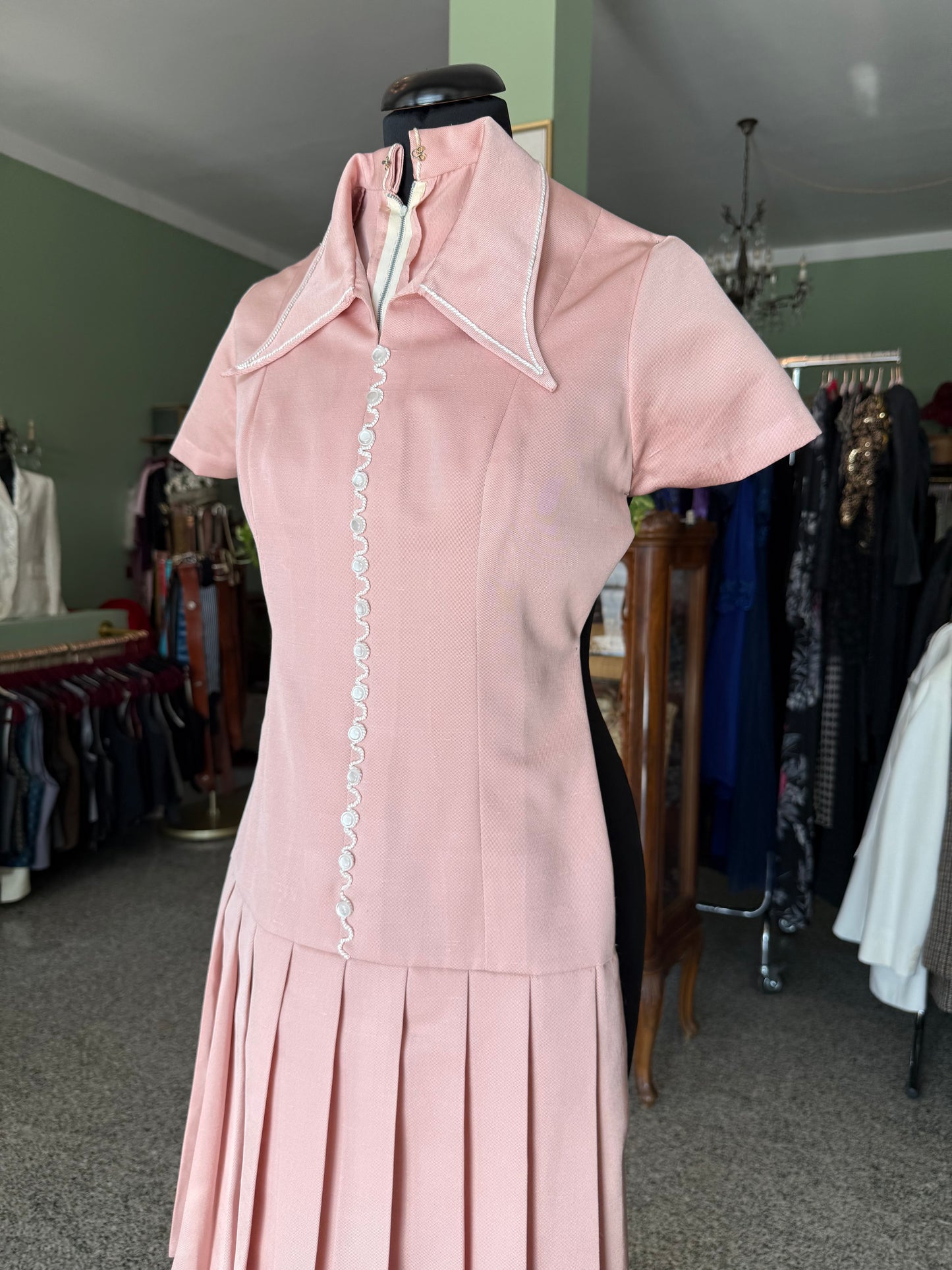 Abito rosa anni ’70 alla Garçonne - TG. 38