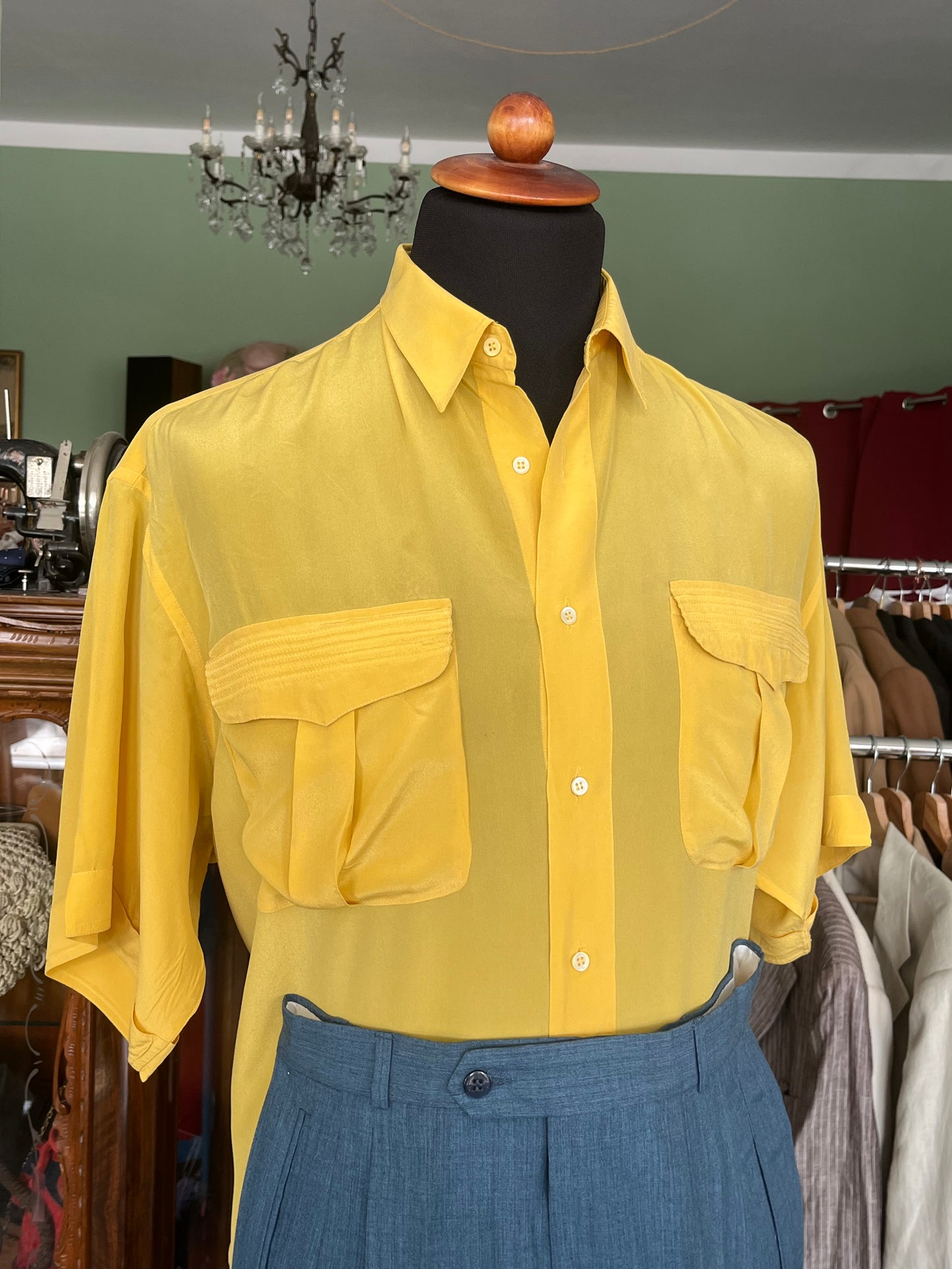 Camicia pura seta a maniche corte tg. L-XL