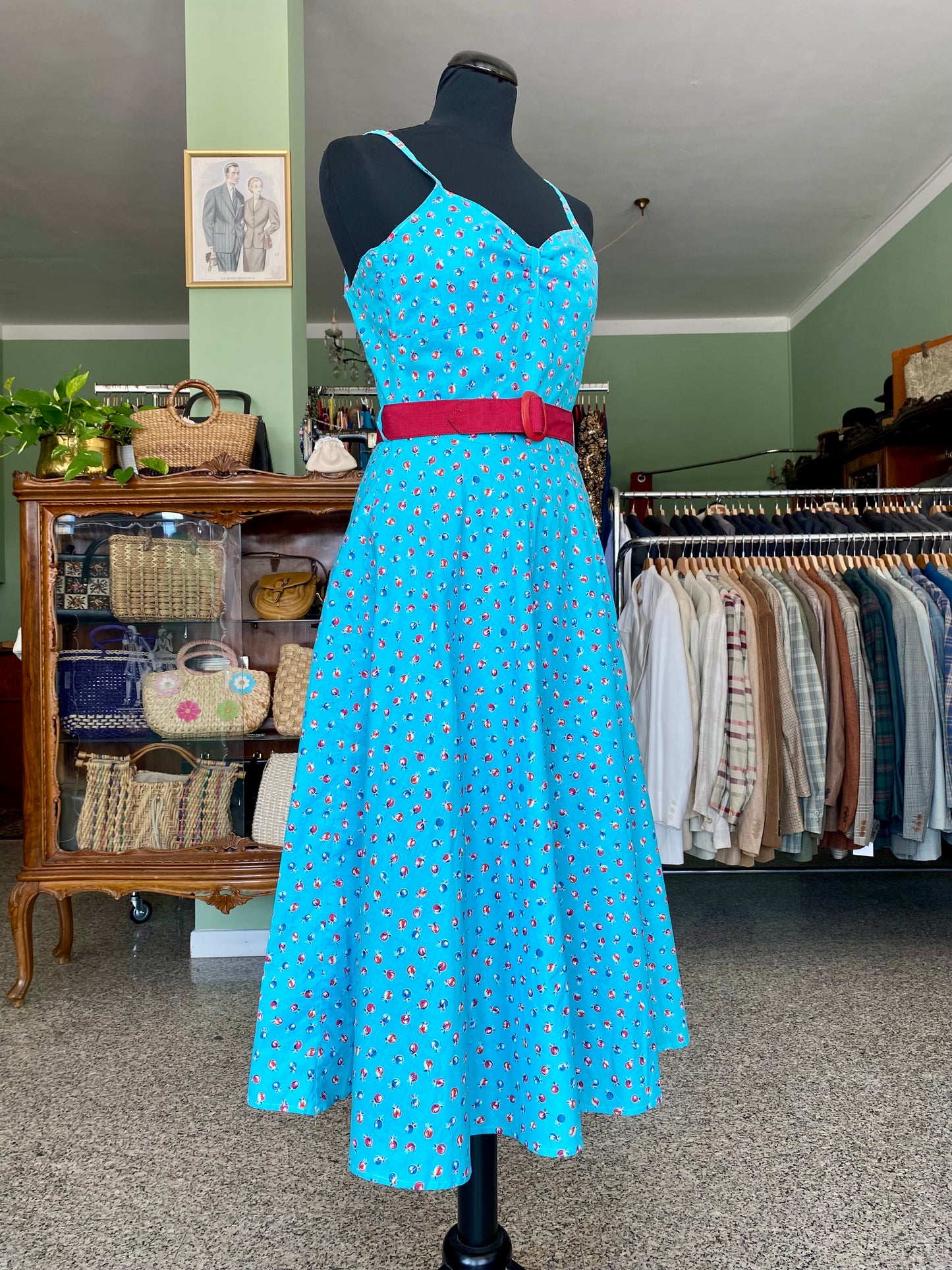Cherry Bomb – Abito anni '70 in cotone stampato - TG. 36/38