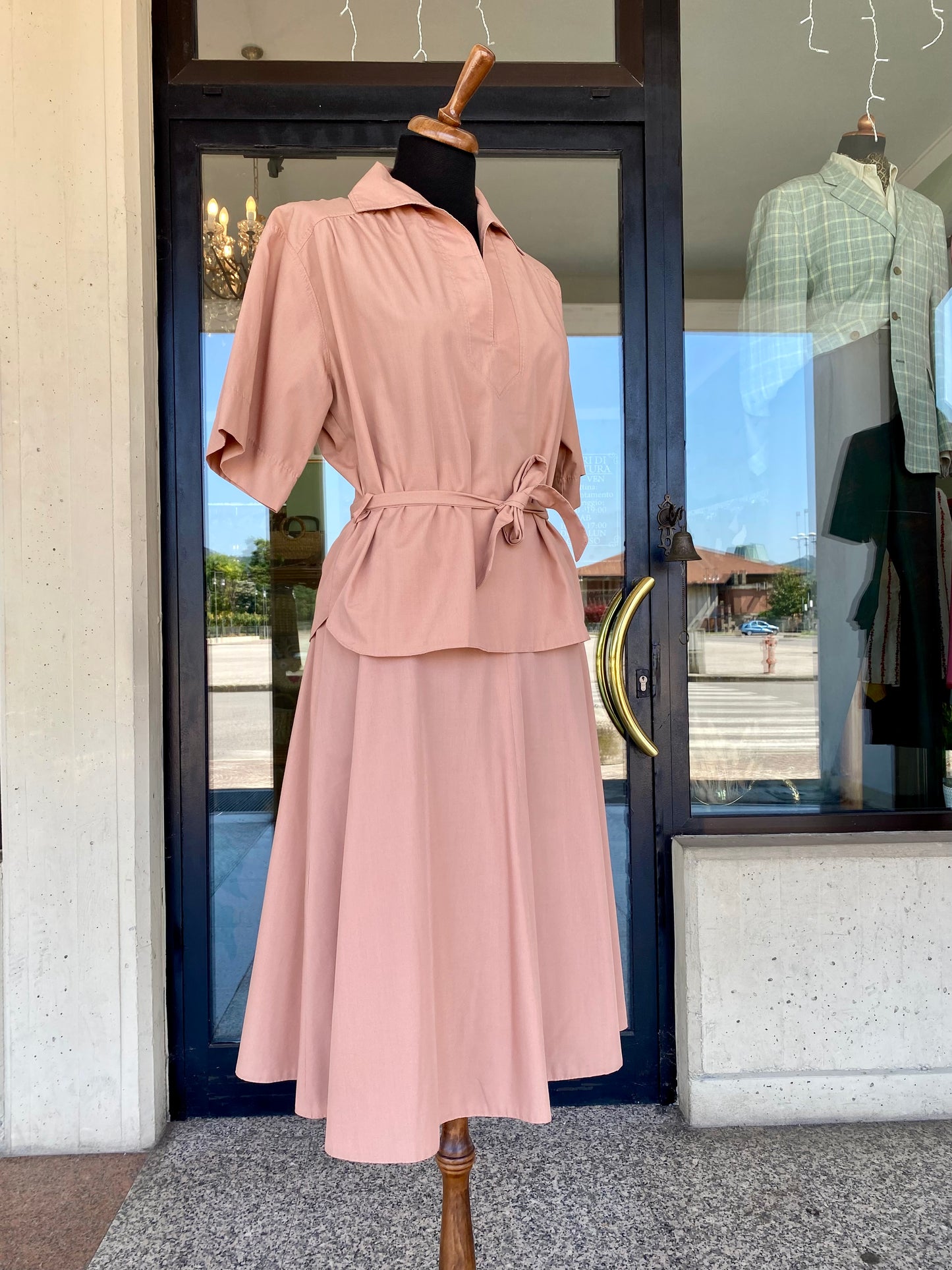 Completo anni ‘70 in cotone rosa antico - TG. 42/44