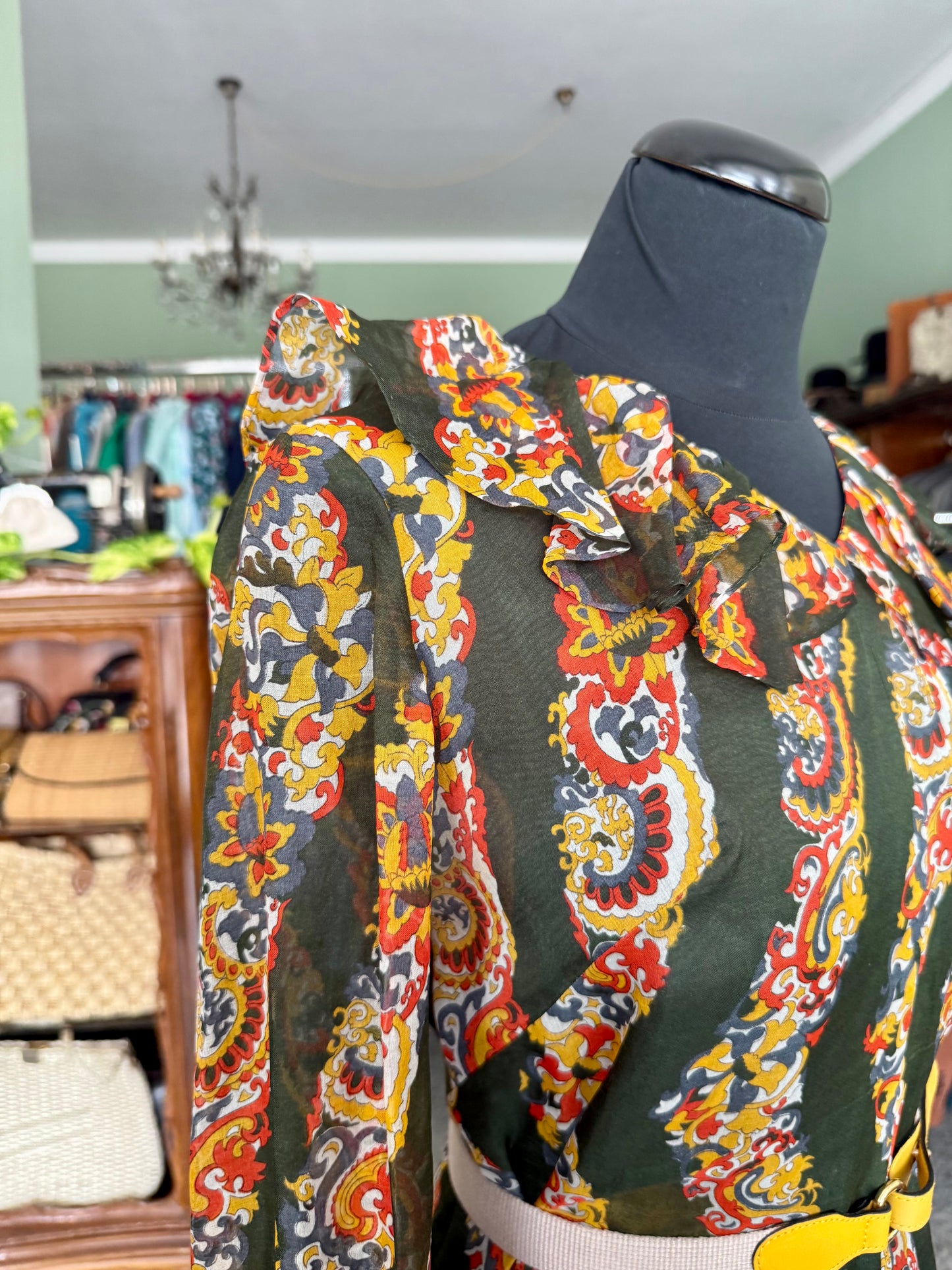 Abito in organza di seta stampata - Inizio anni ’70 - TG. 44