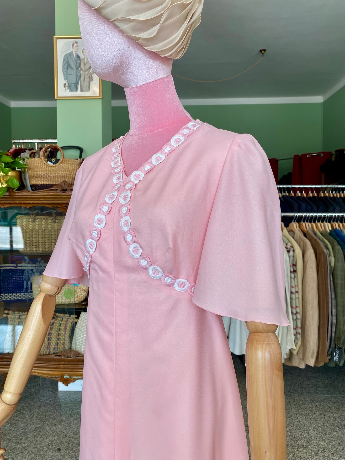 Maxi dress anni ‘70 rosa pastello - TG. 40