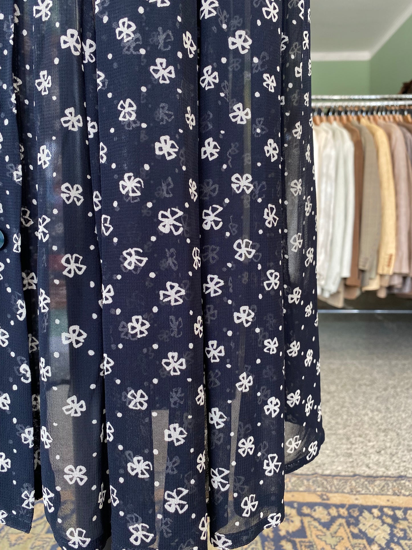Gonna blu navy con fiorellini - TG. 44/46
