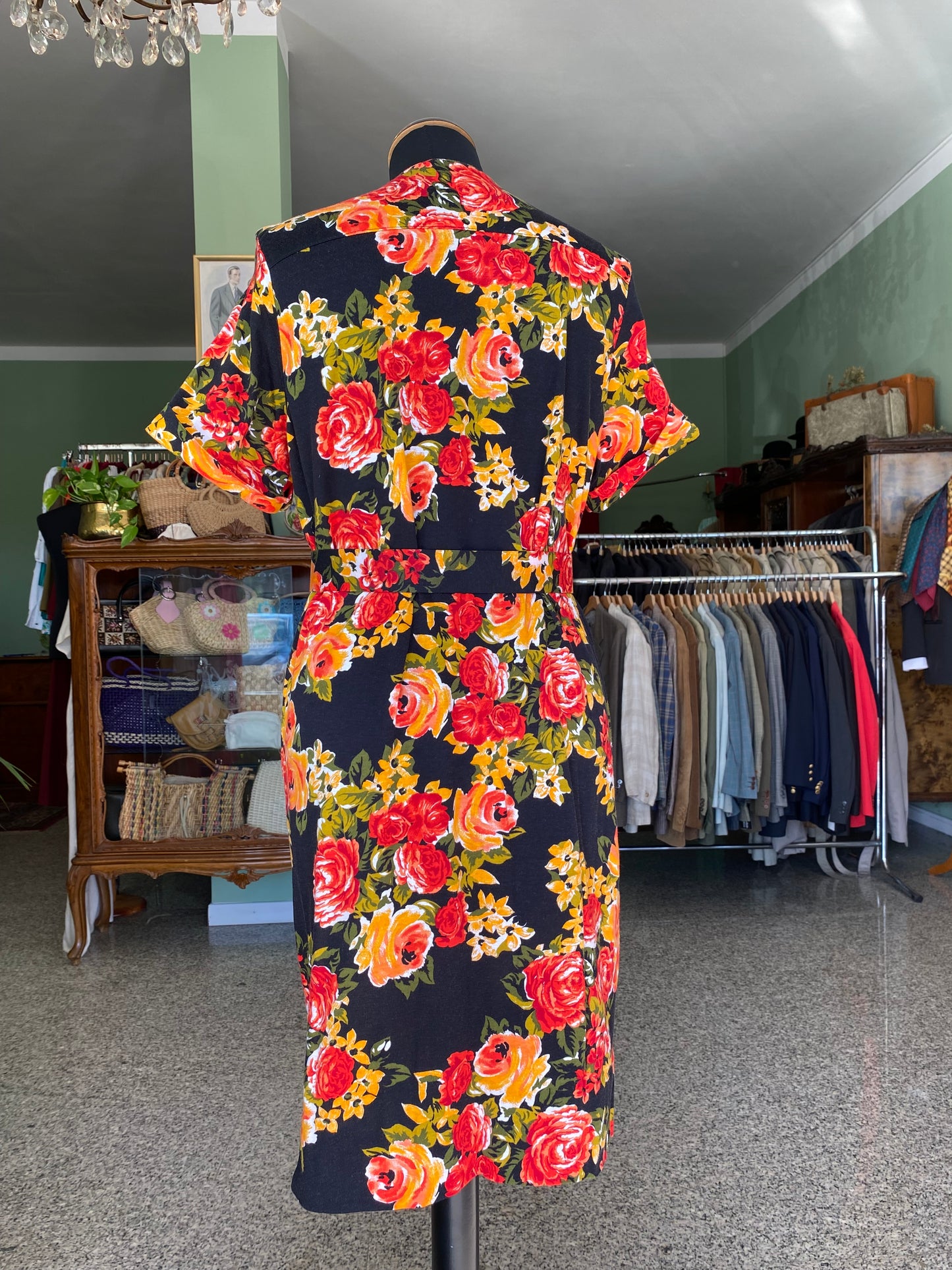 Abito in misto cotone con rose - TG. 42 circa