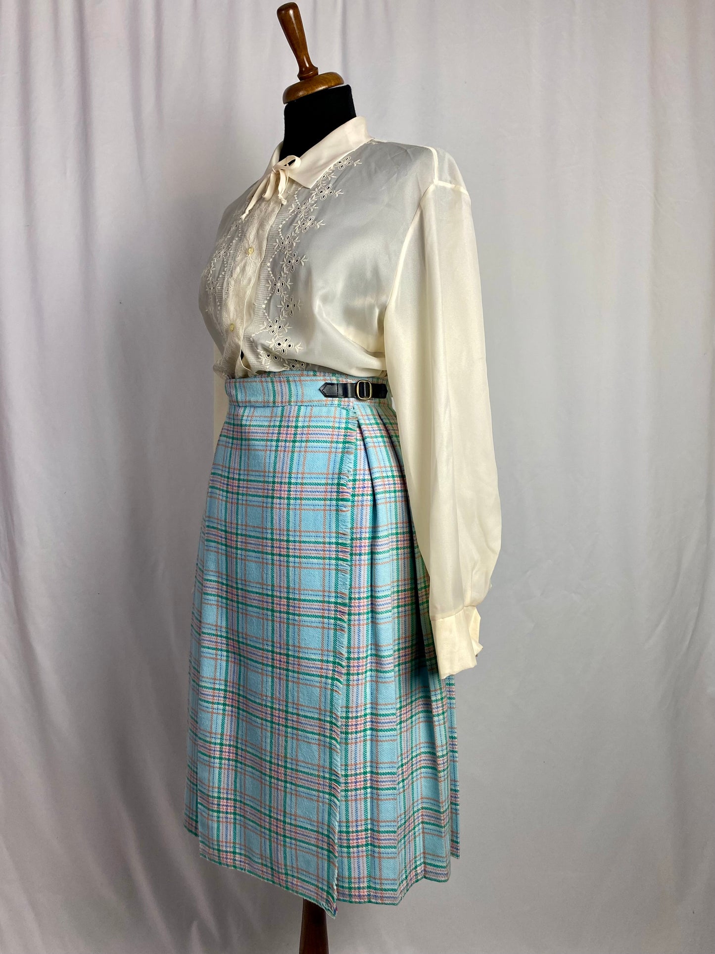 Gonna scozzese acquamarina- TG. 38