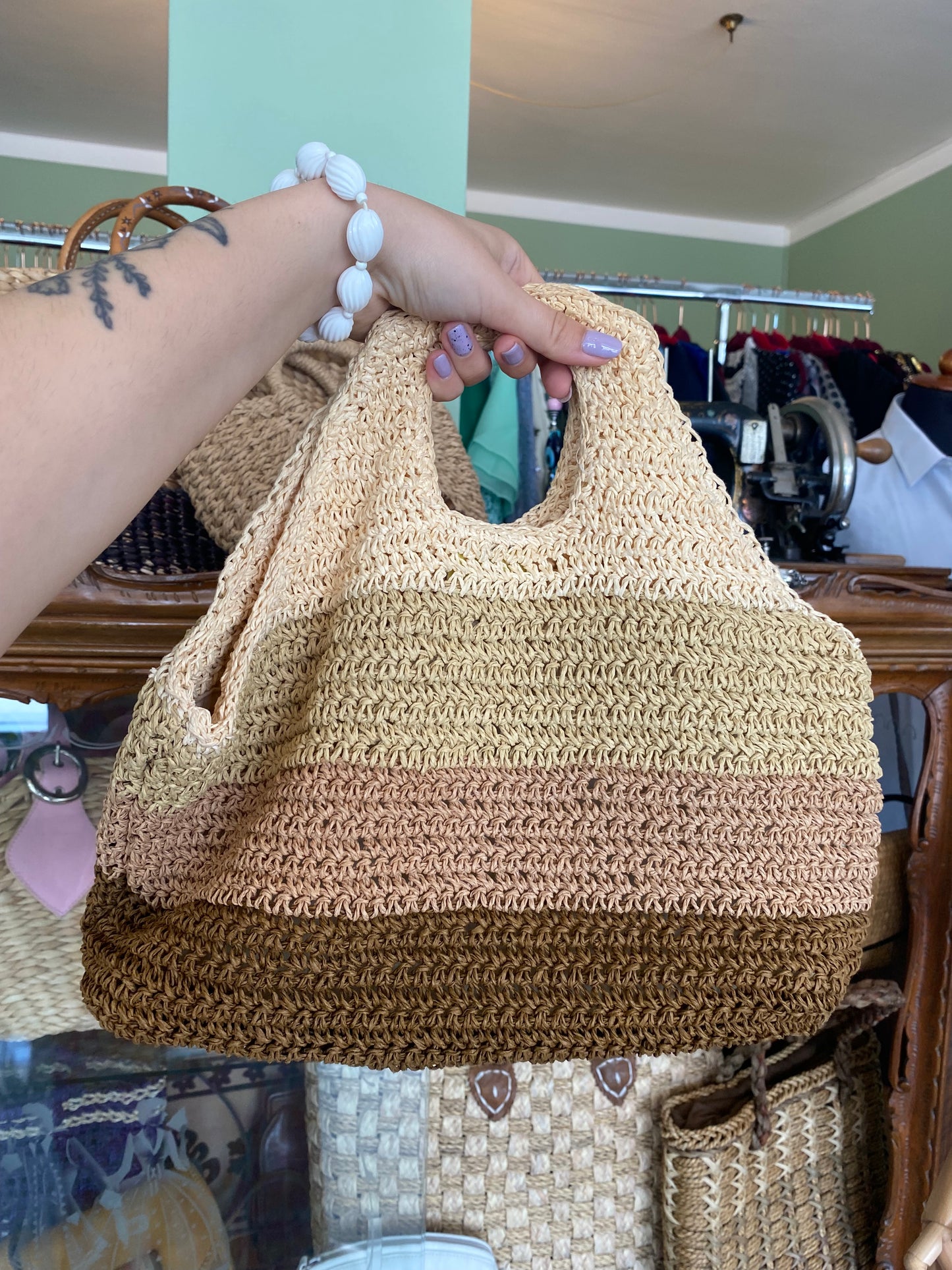 Borsa crochet a righe degradé