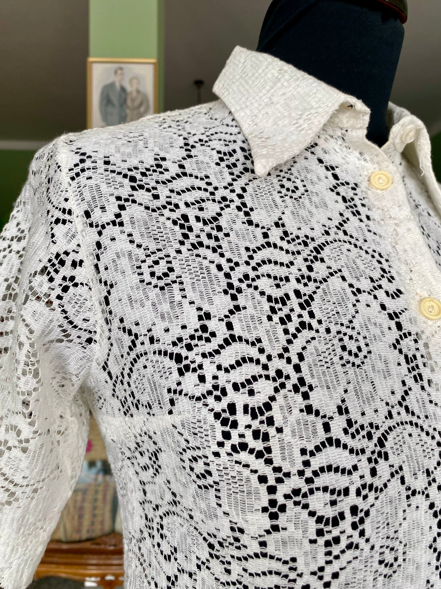 Camicia anni ‘70 in pizzo - TG. 38