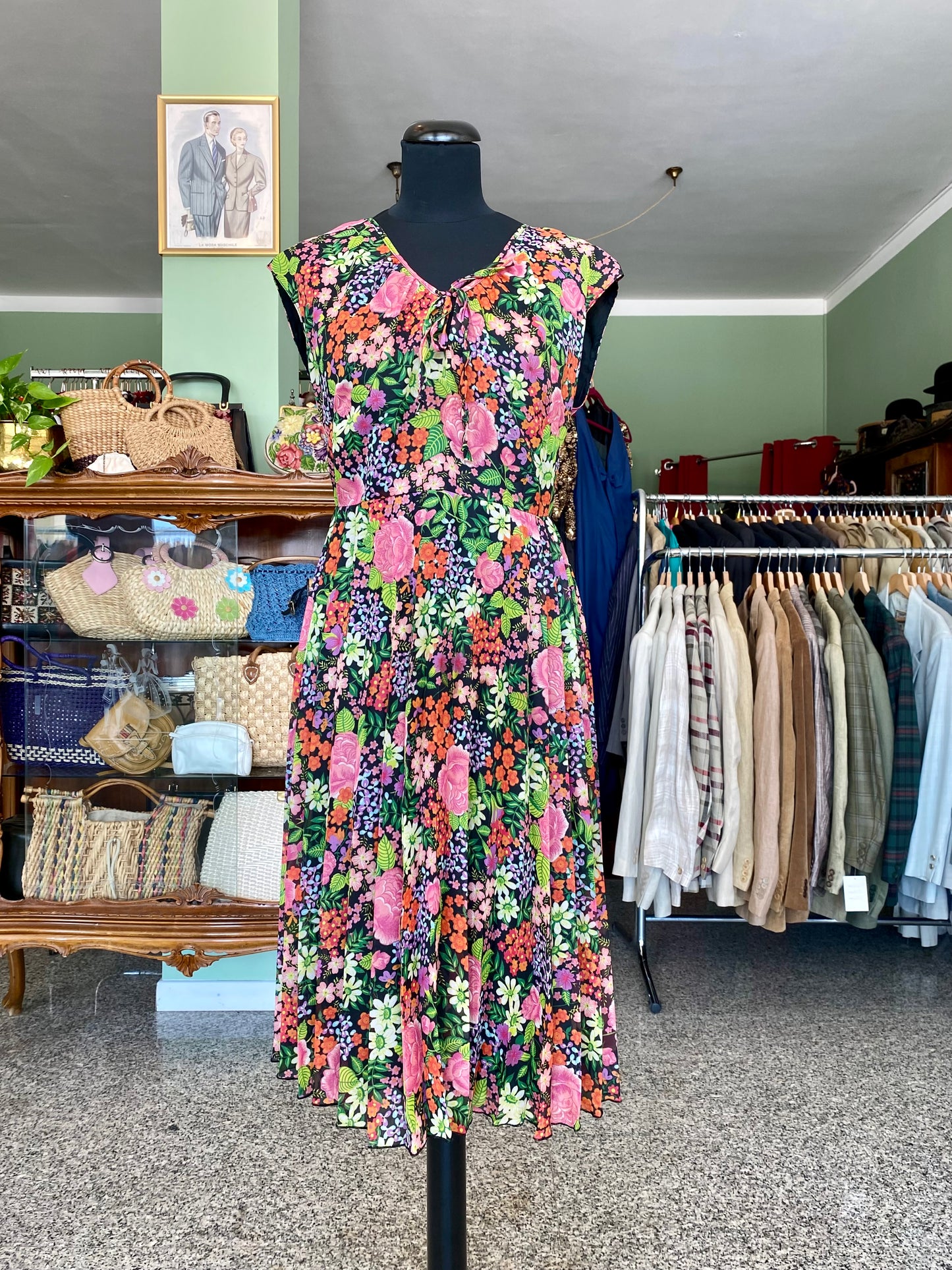 Abito floreale anni '70 "Prato Fiorito"