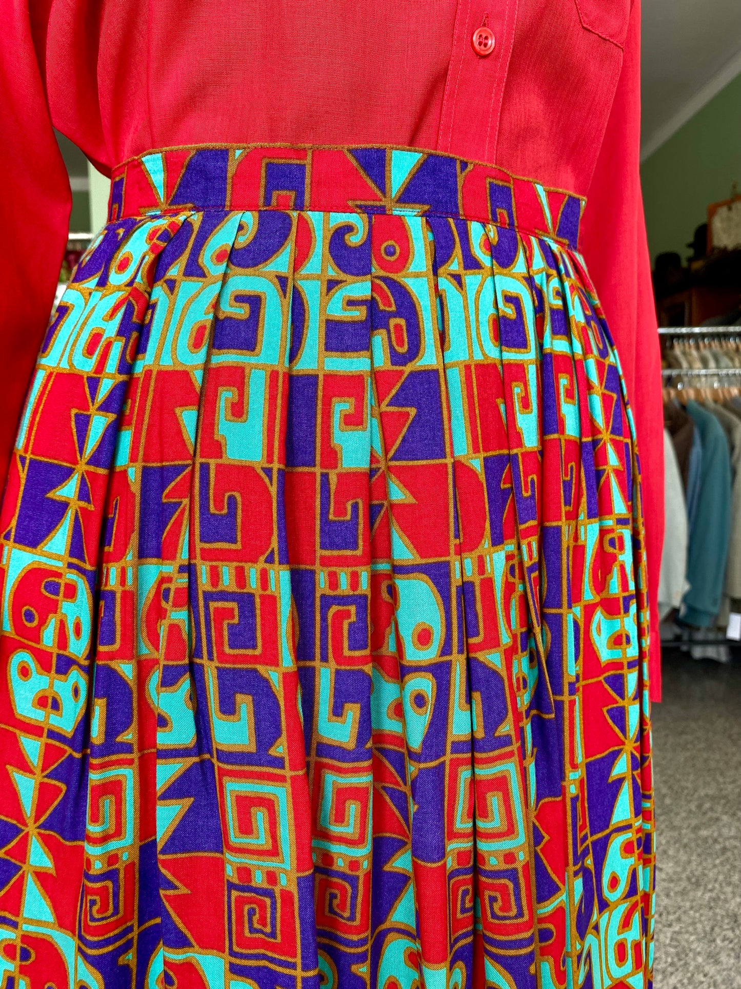 Gonna con fantasia geometrica multicolore - TG. 40