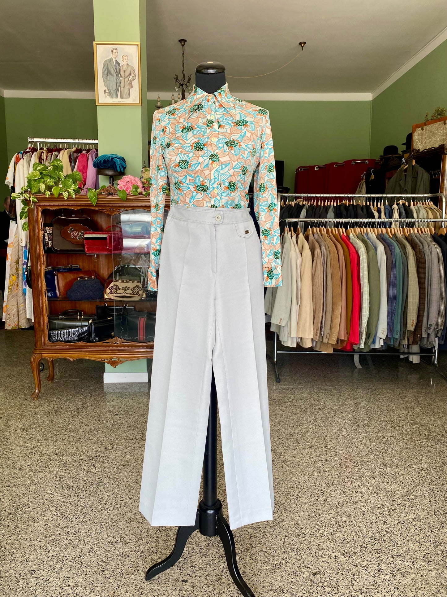 Pantaloni anni ‘70 color grigio chiaro - TG. 36