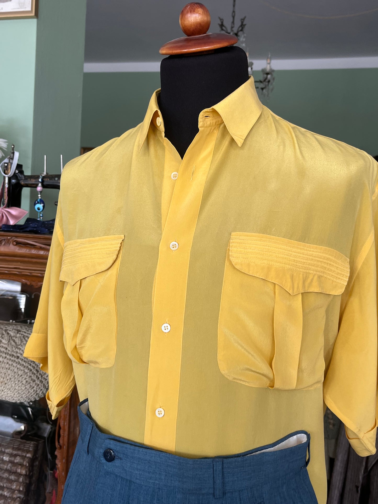 Camicia pura seta a maniche corte tg. L-XL